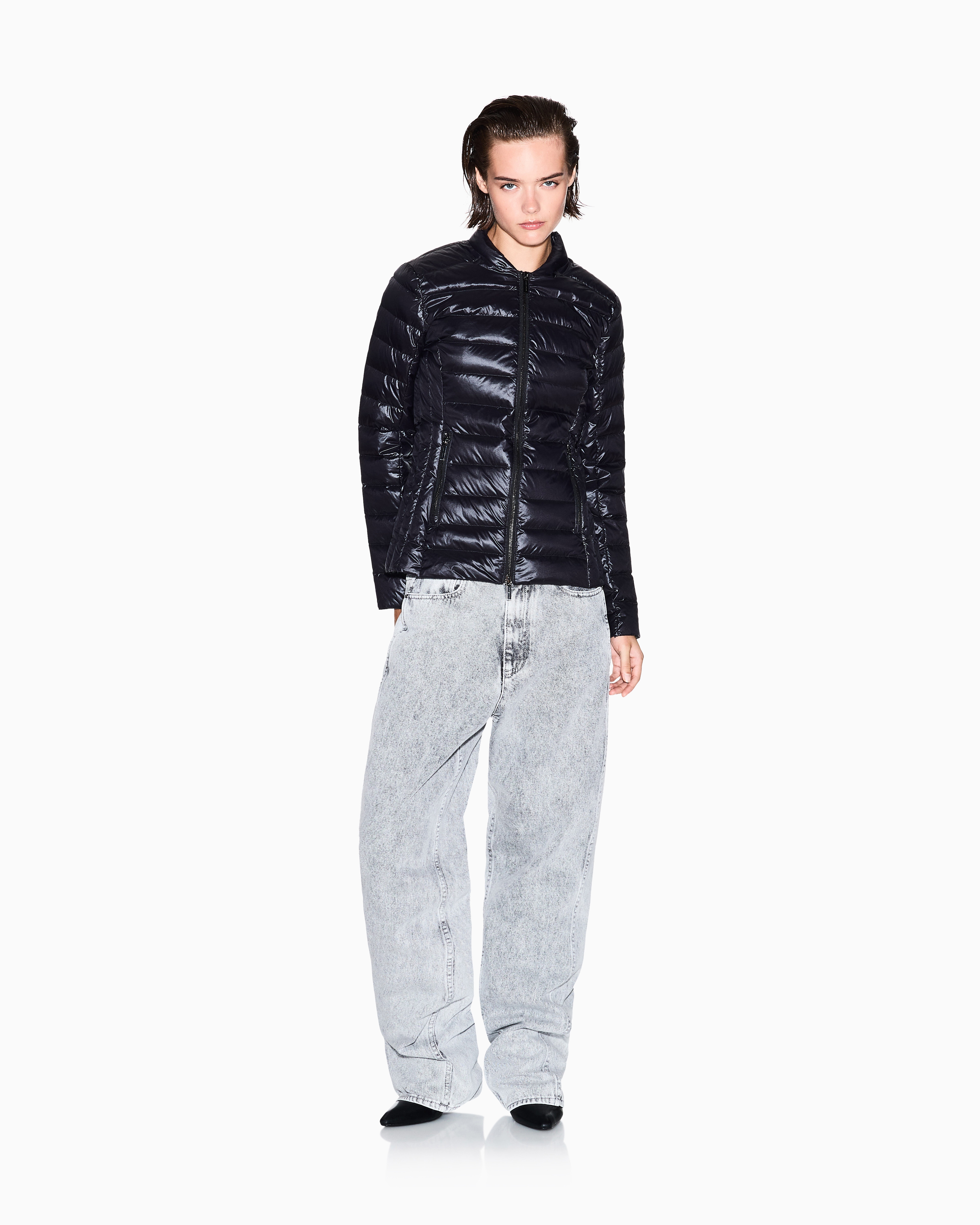 Armani Exchange Packable Quilted Down Jacket In Black