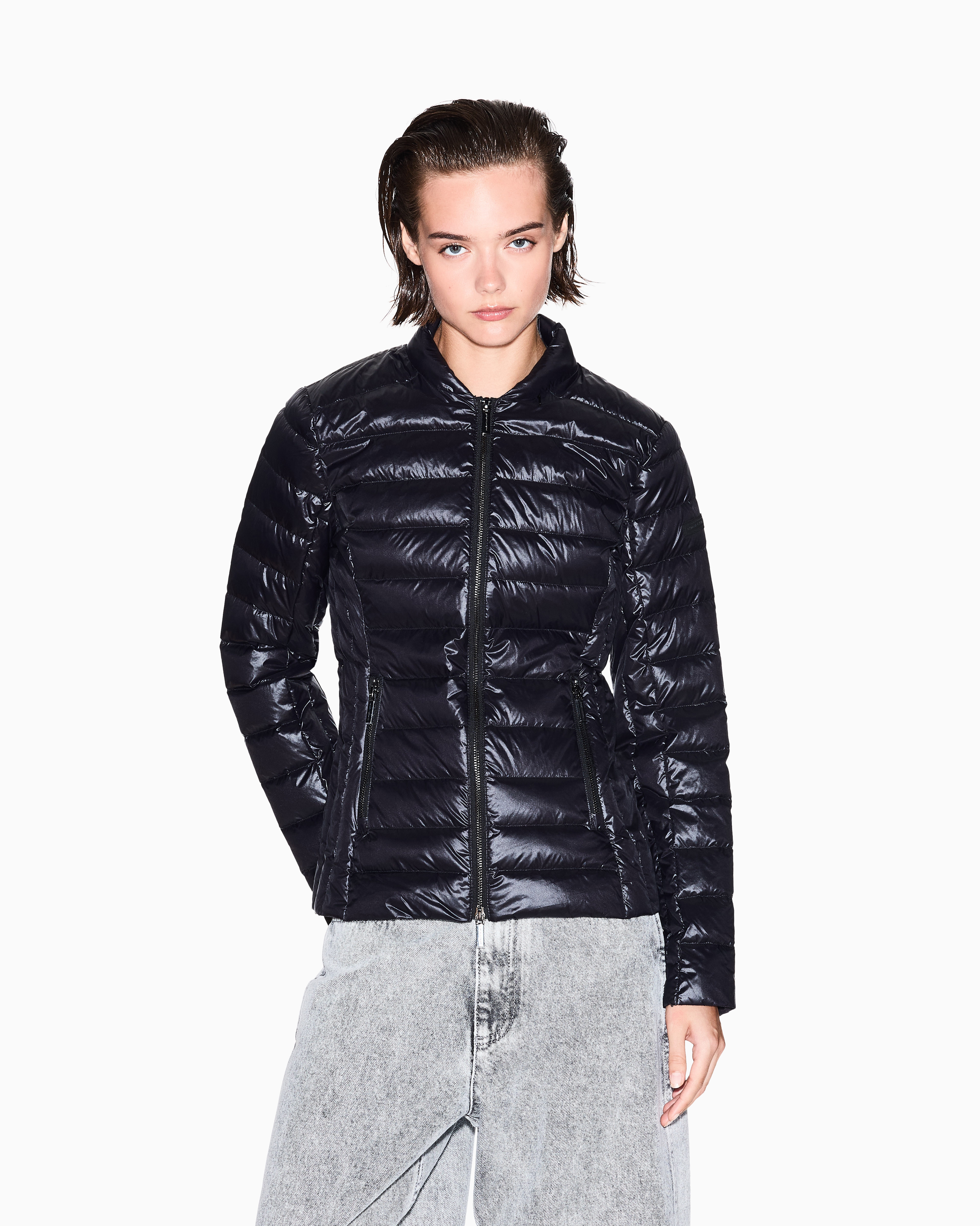 Armani Exchange Packable Quilted Down Jacket In Black