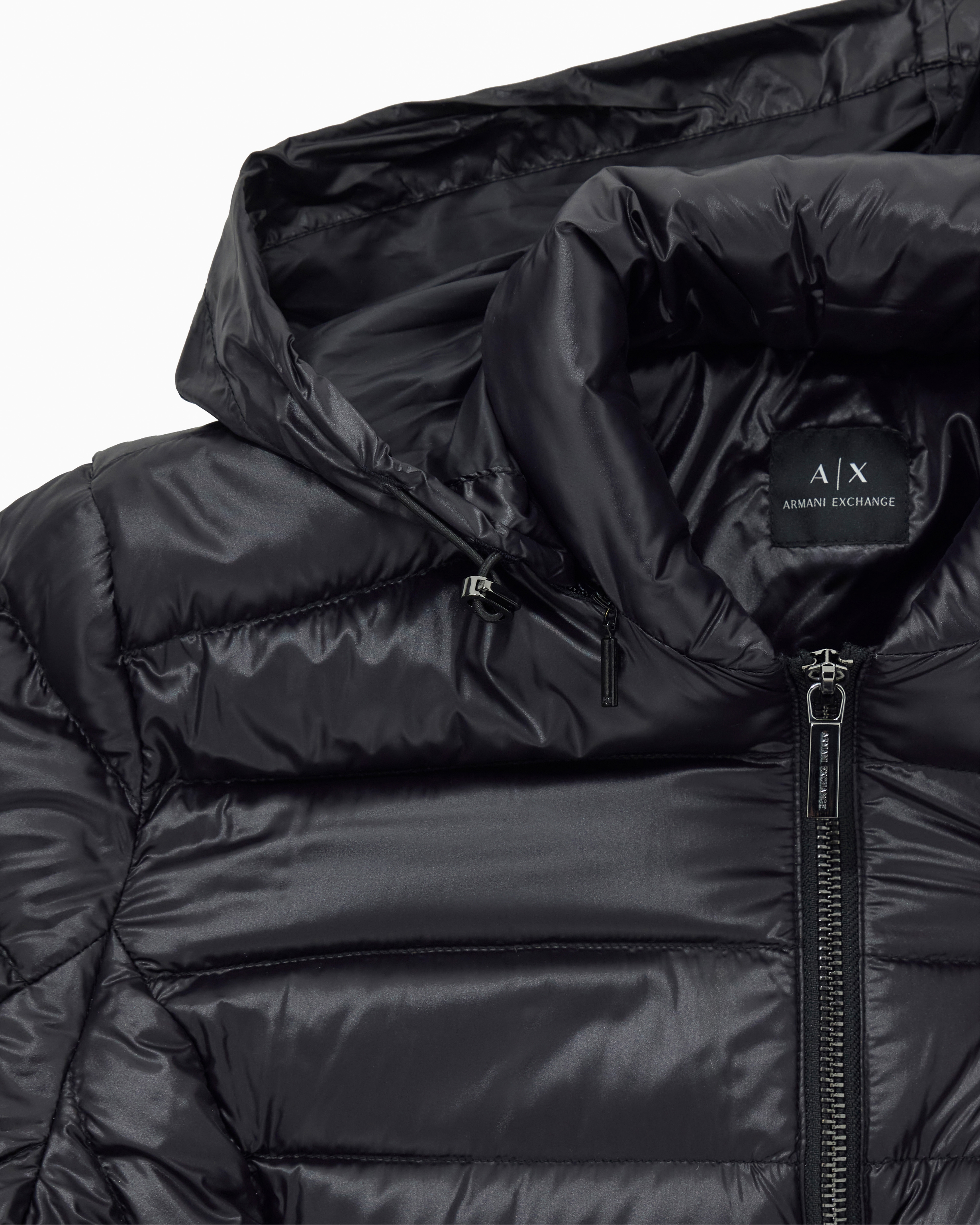 Armani Exchange Packable Quilted Down Jacket In Black