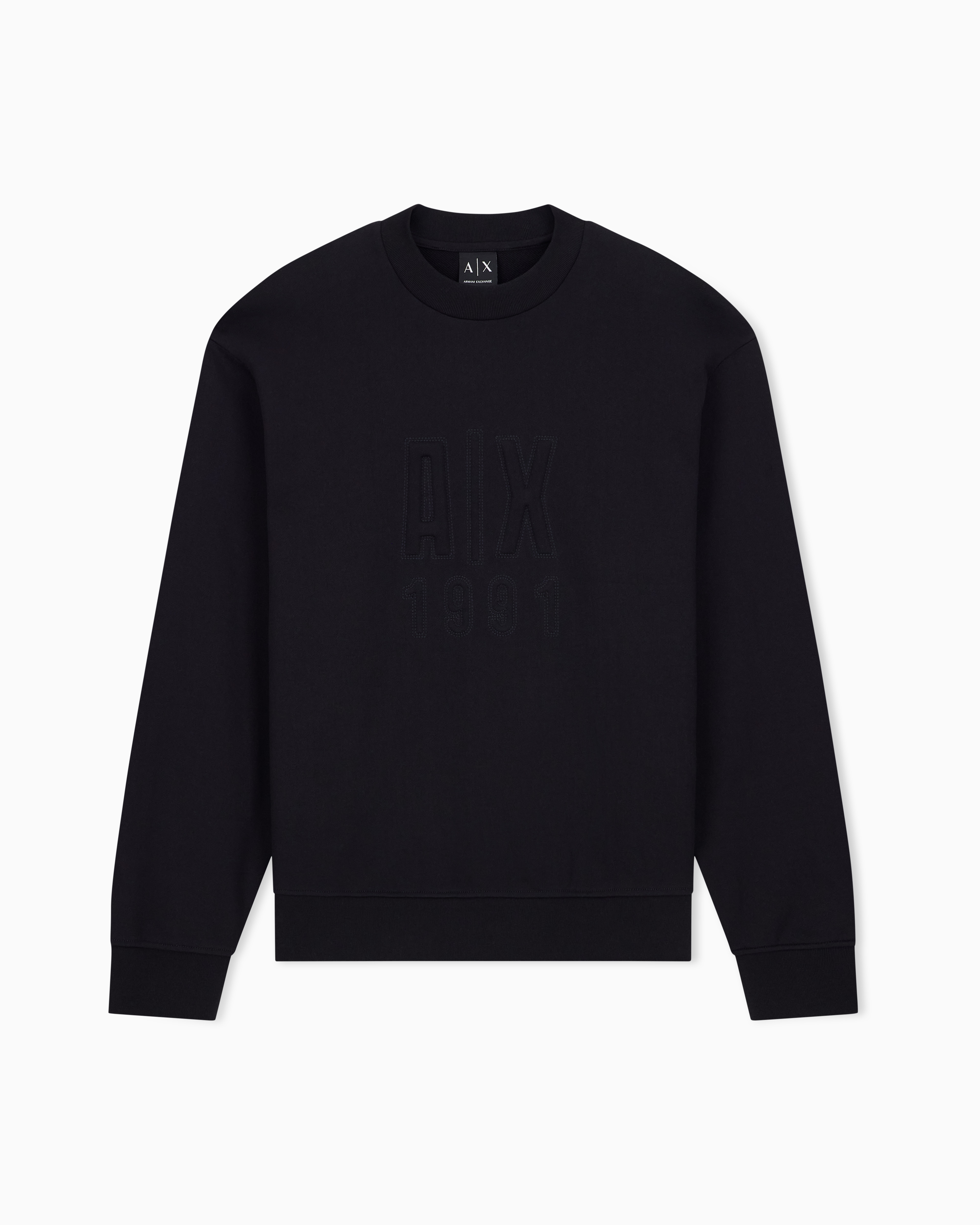 Armani Exchange Black Sweatshirt In Cotton French Terry
