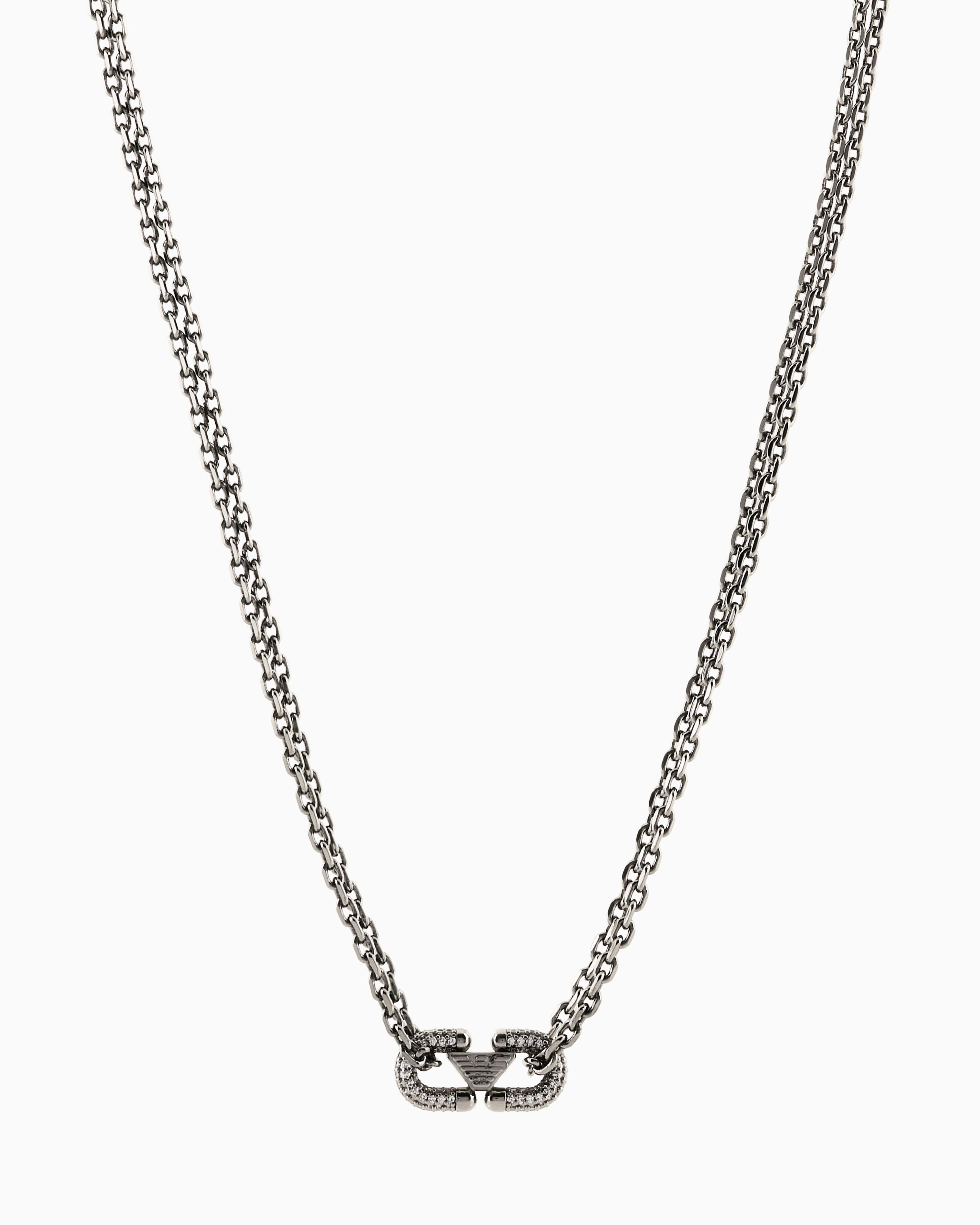 Emporio Armani Multicolored Gunmetal Brass Id Necklace