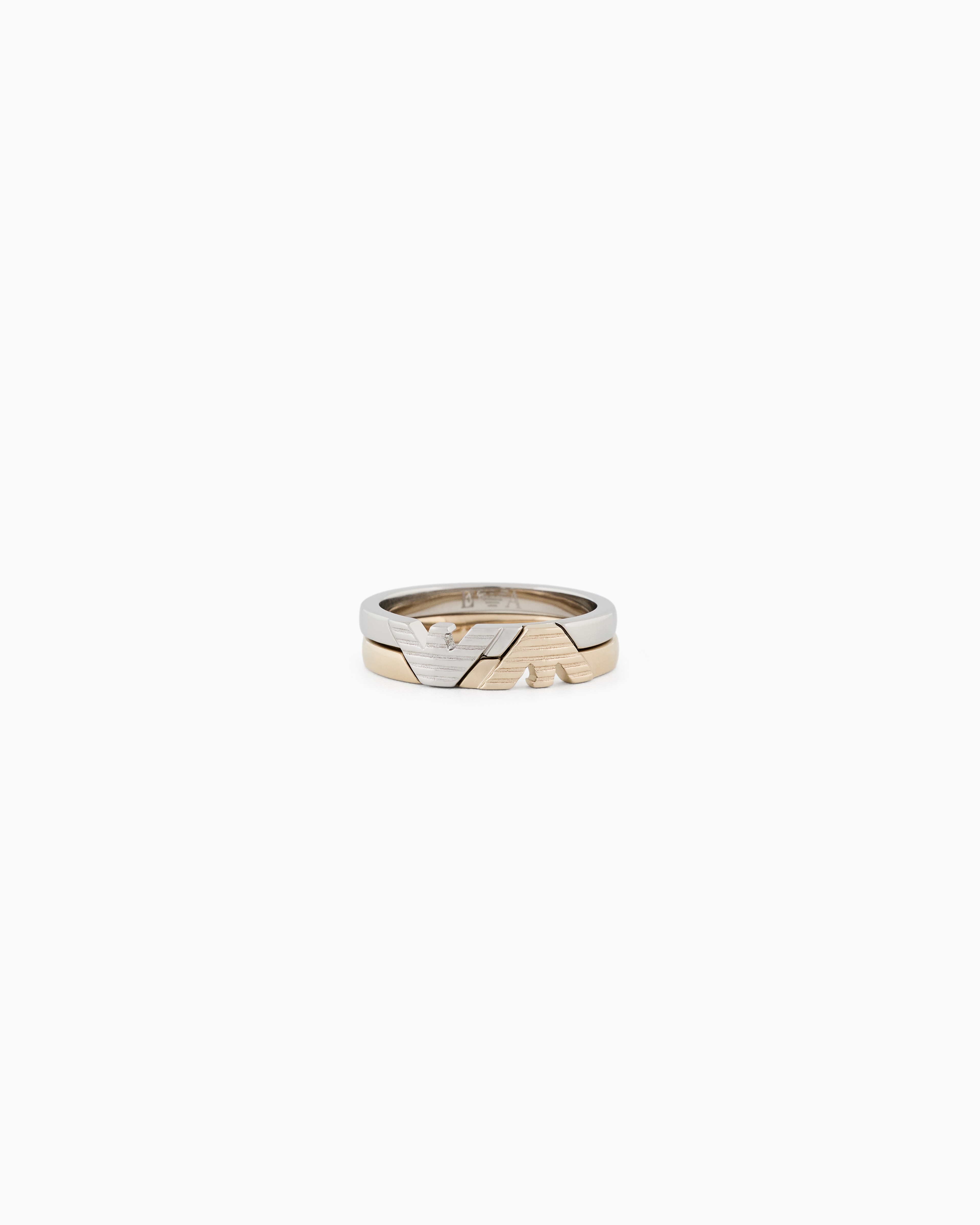 Emporio Armani Multicolored Two-Tone Stainless Steel Stack Ring