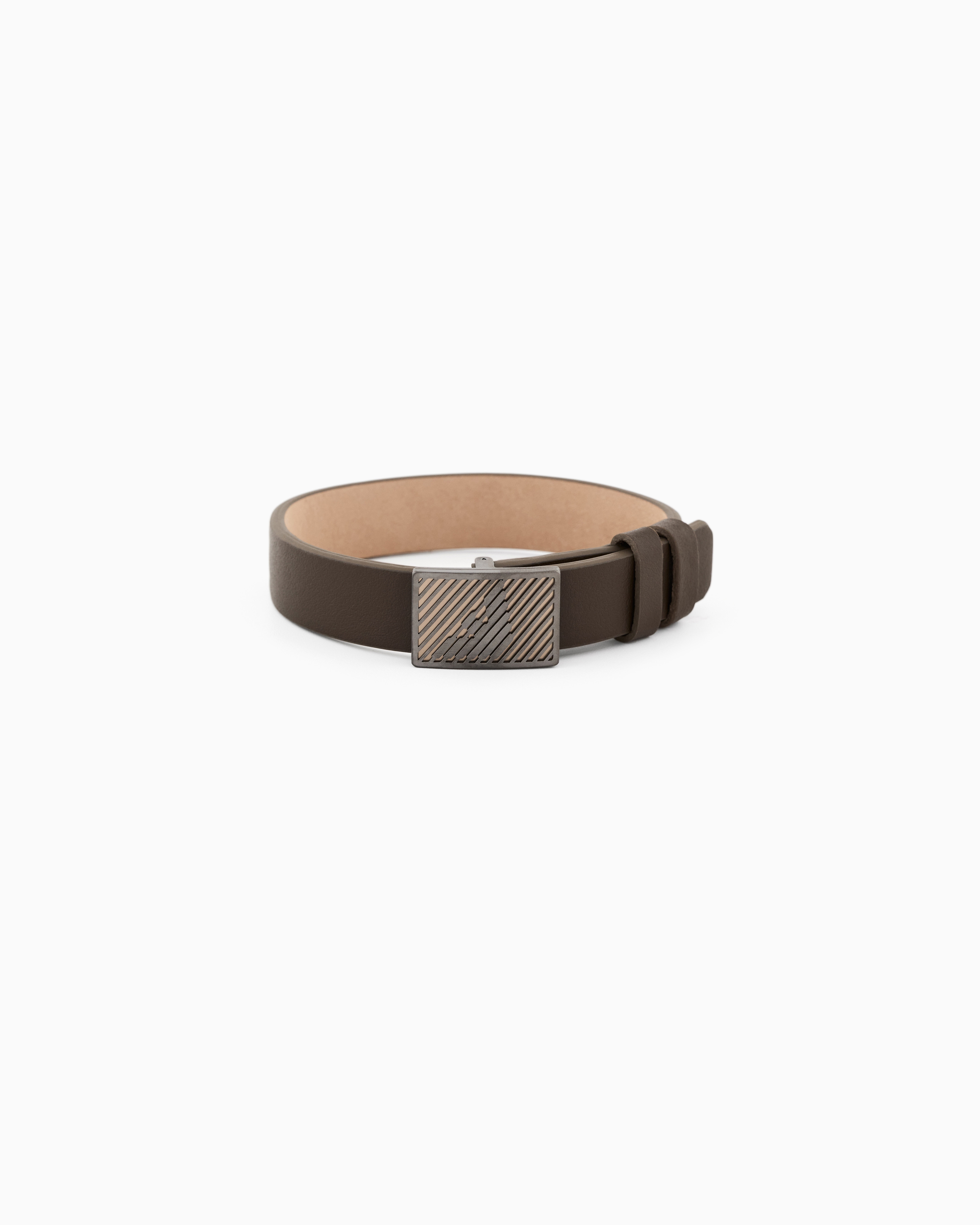 Emporio Armani Multicolored Brown Leather Id Bracelet