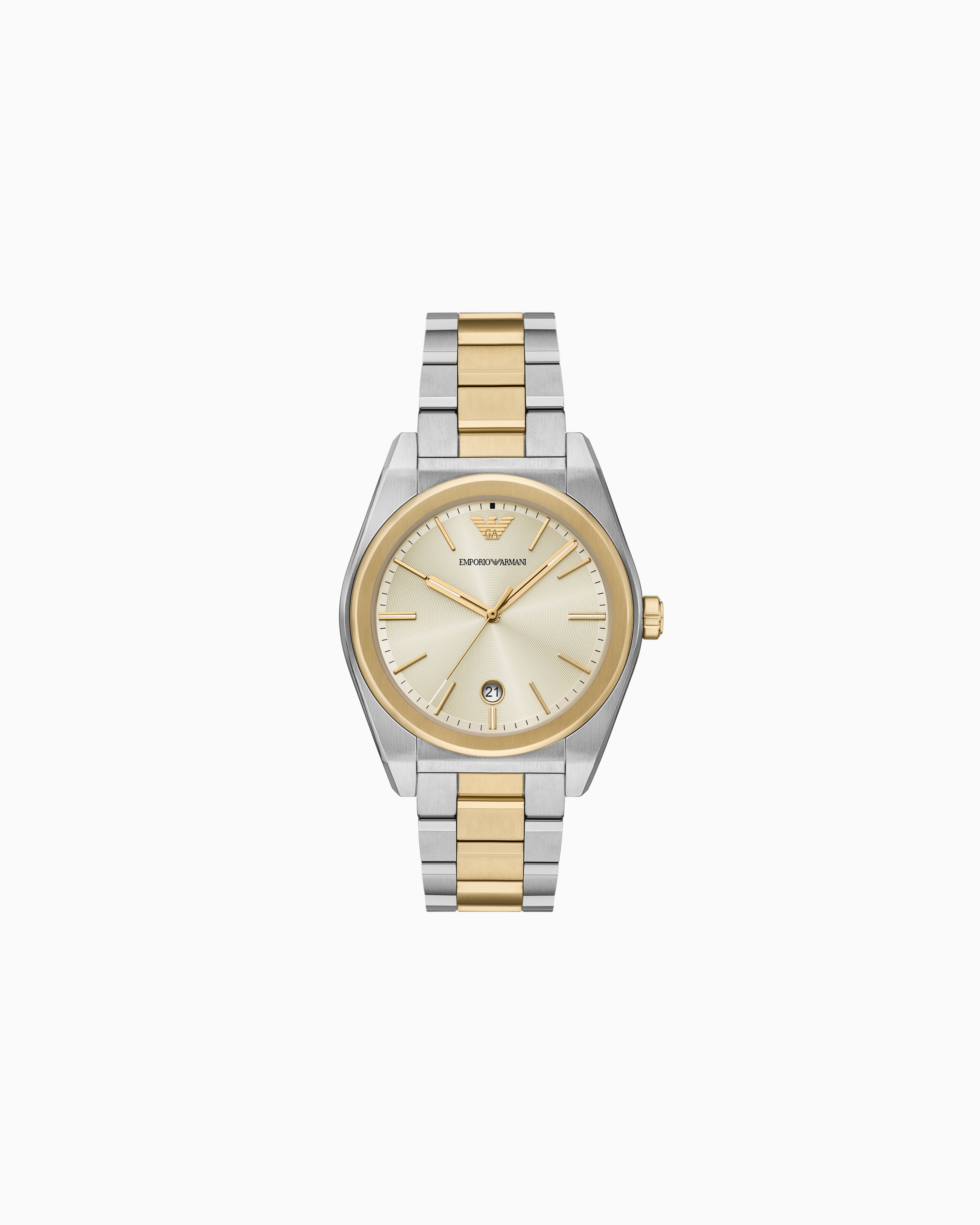 Emporio Armani Multicolored Three-Hand Two-Tone Stainless Steel Watch