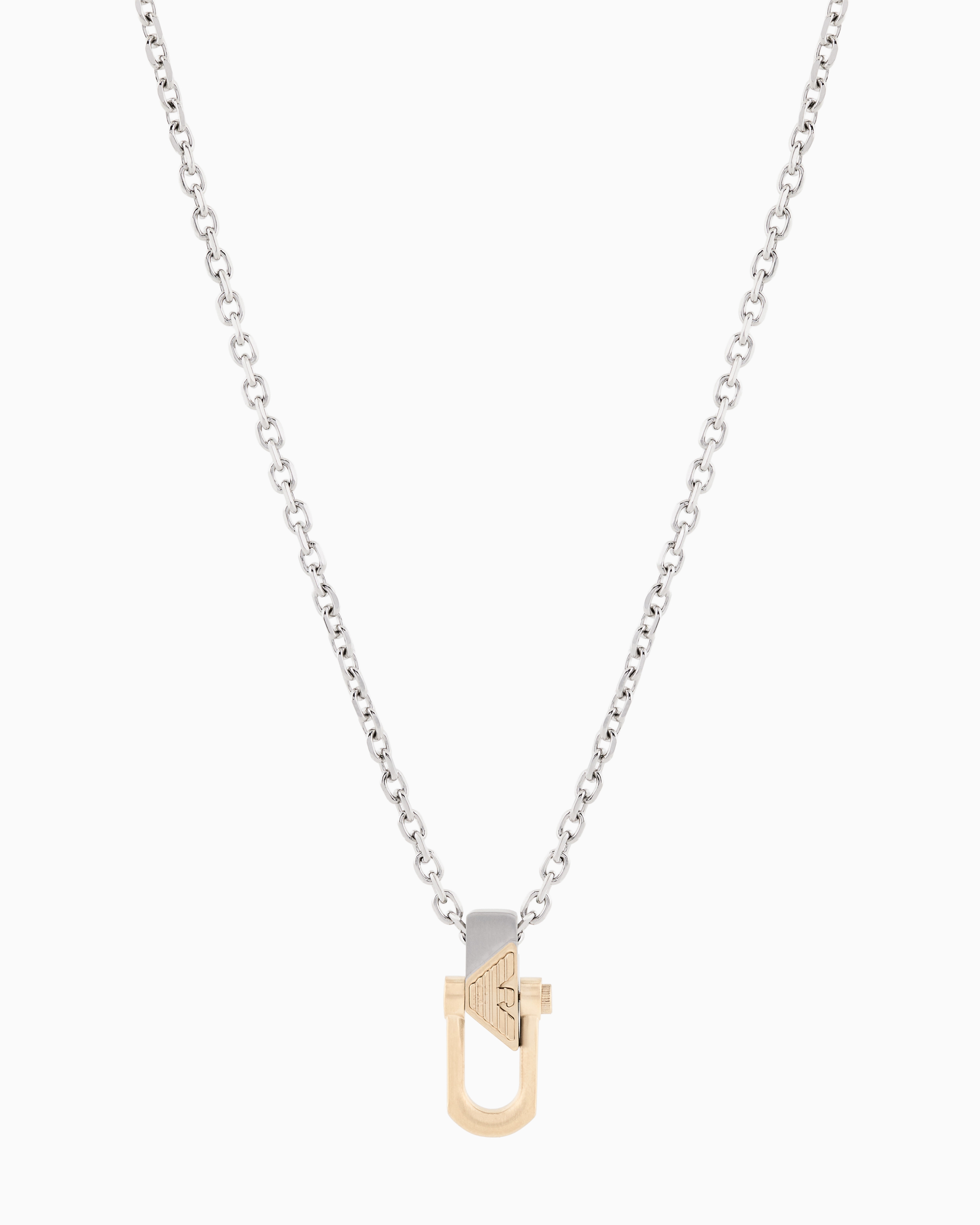 Emporio Armani Multicolored Two-Tone Stainless Steel Pendant Necklace