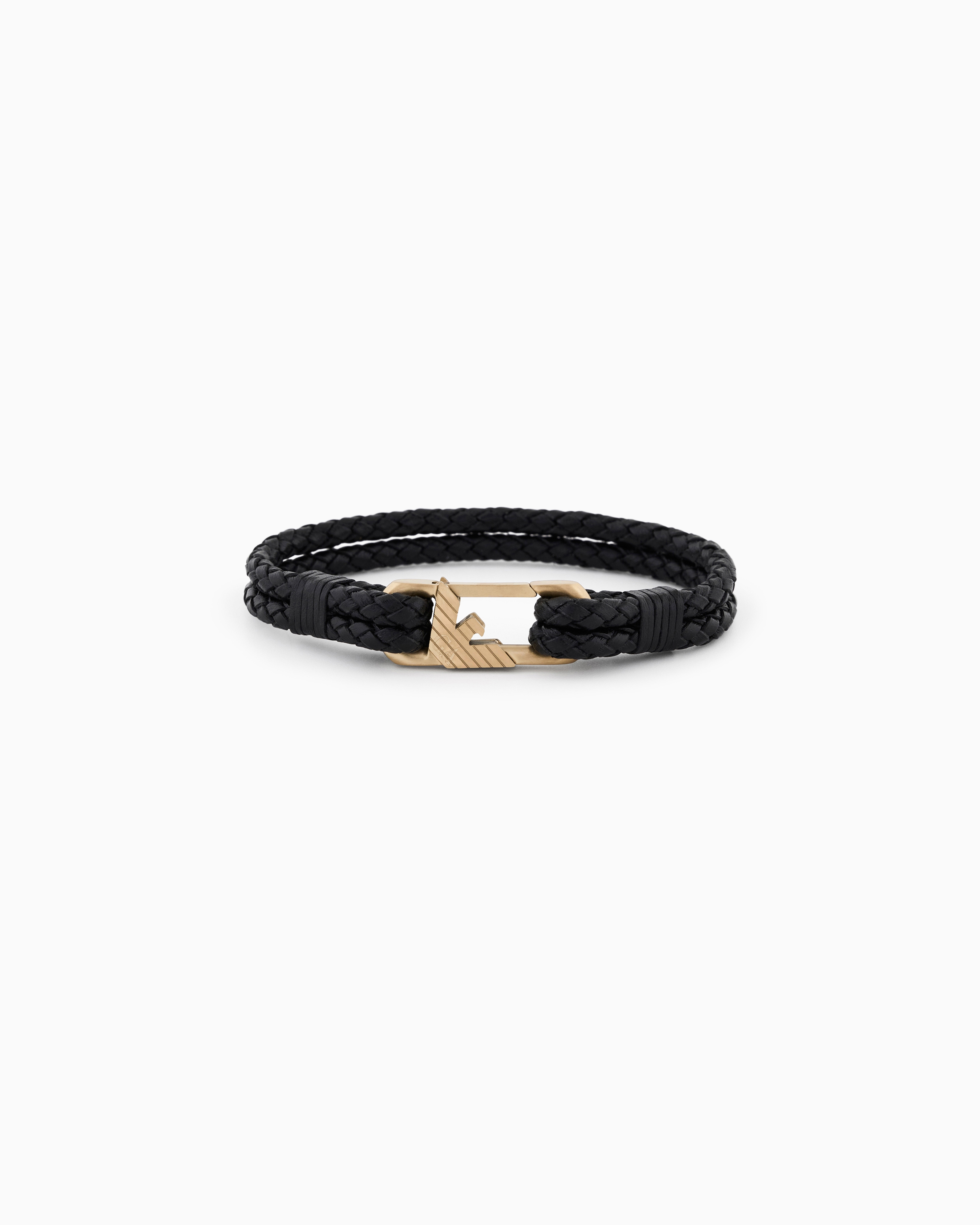 Emporio Armani Multicolored Black Leather Id Bracelet
