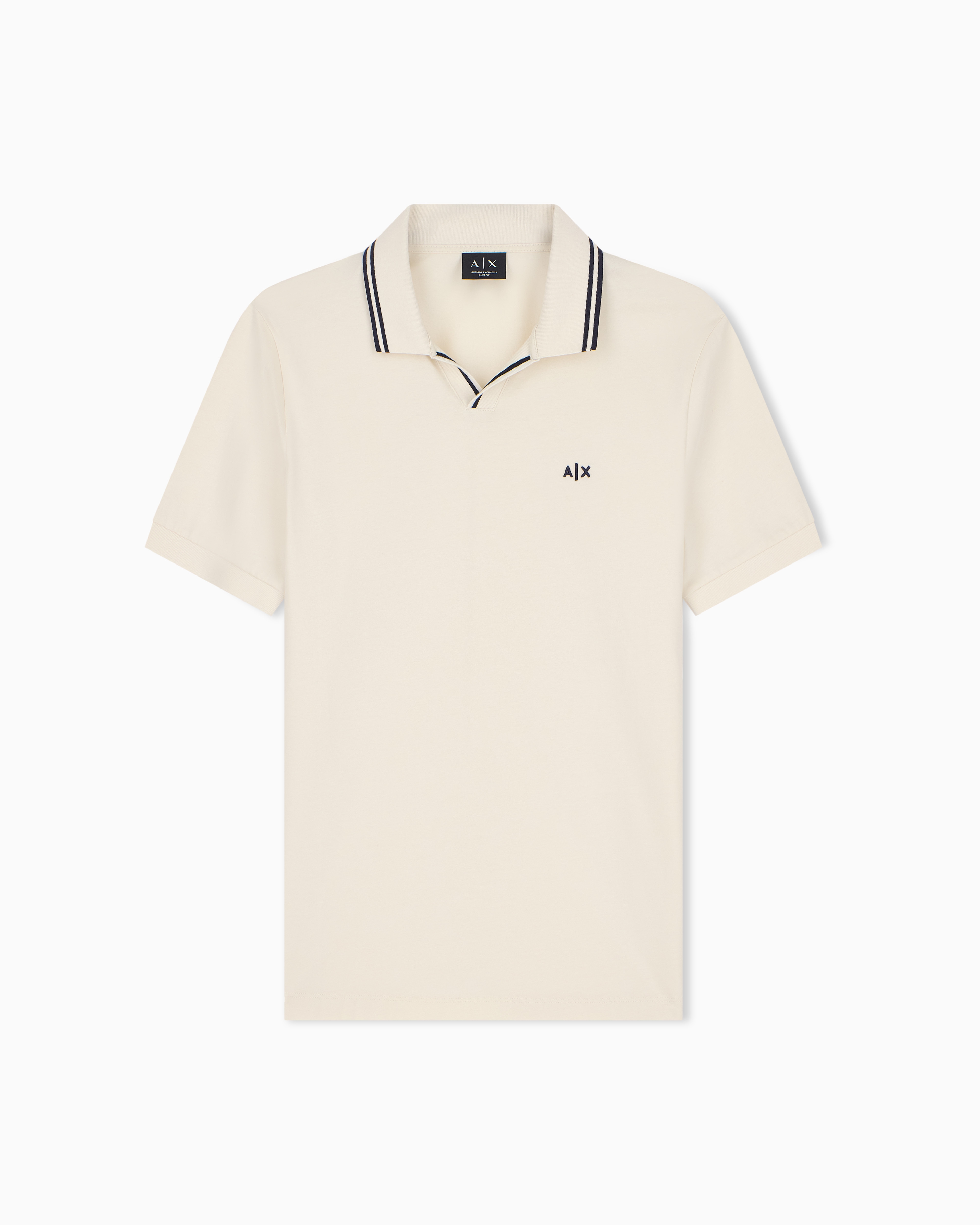 Armani Exchange White Regular Fit Polo Shirt Mercerized Cotton Jersey