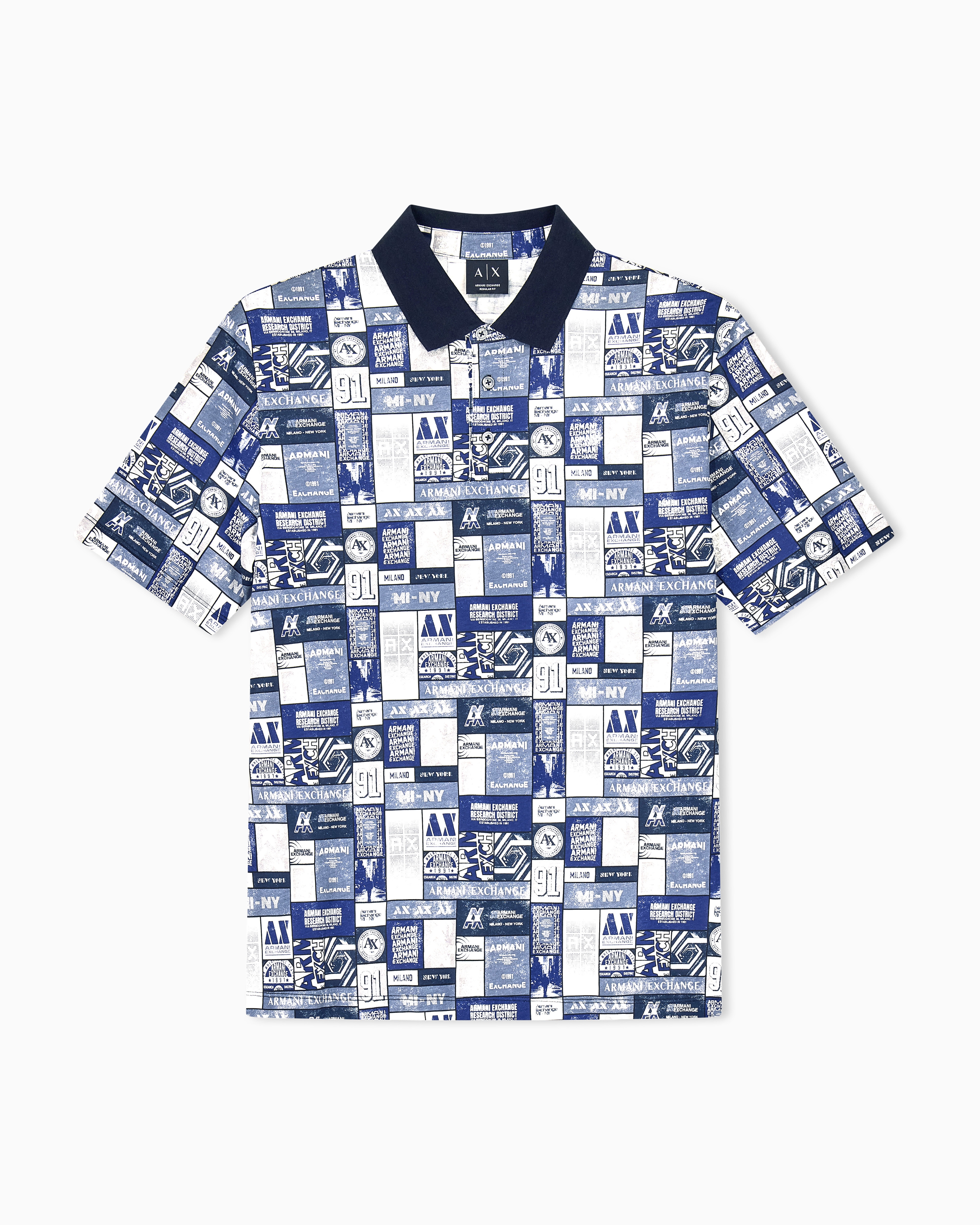 Armani Exchange Patterned Regular Fit Polo Shirt In Cotton Jersey
