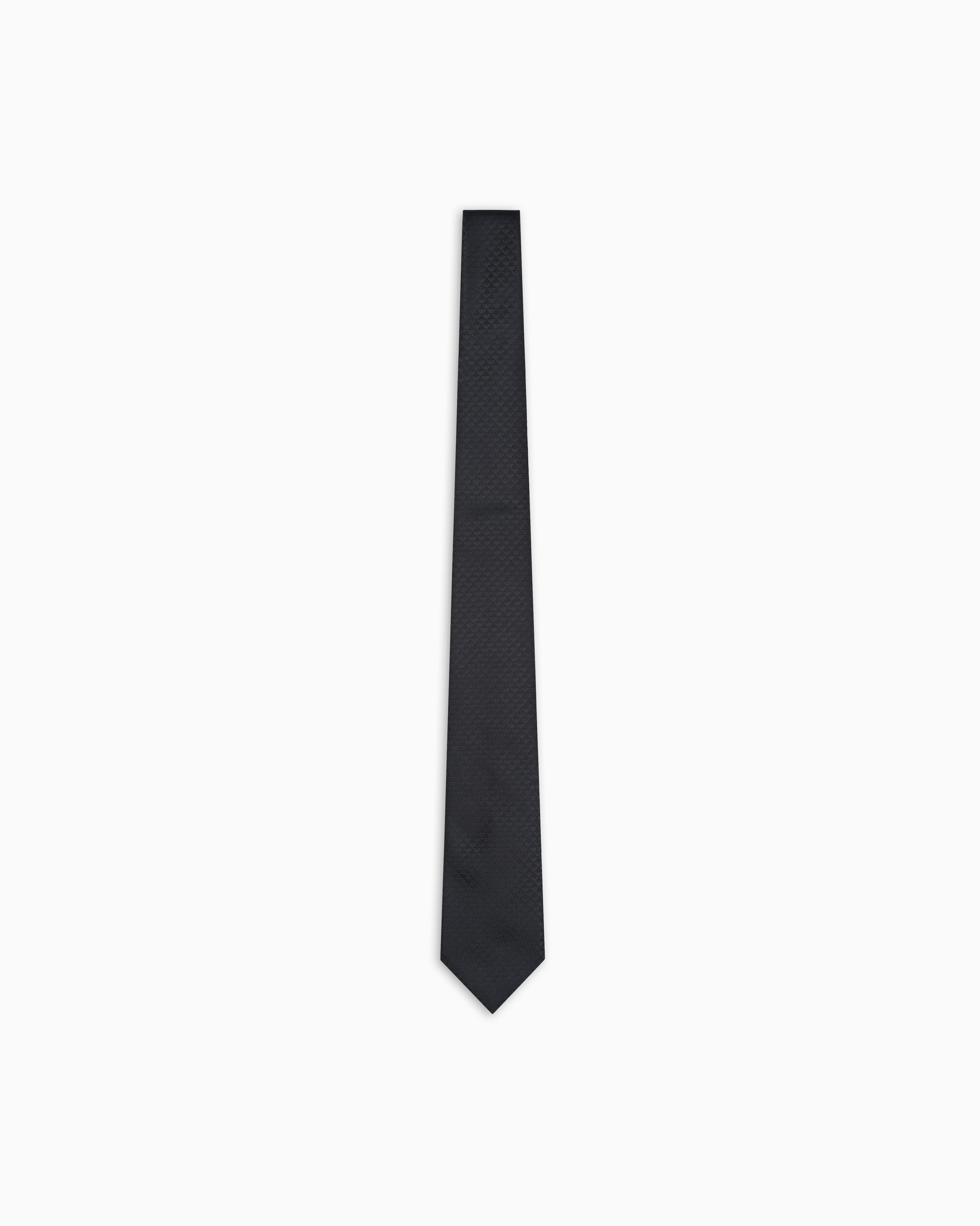 Emporio Armani Men's Black Pure Silk Tie With Jacquard Monogram