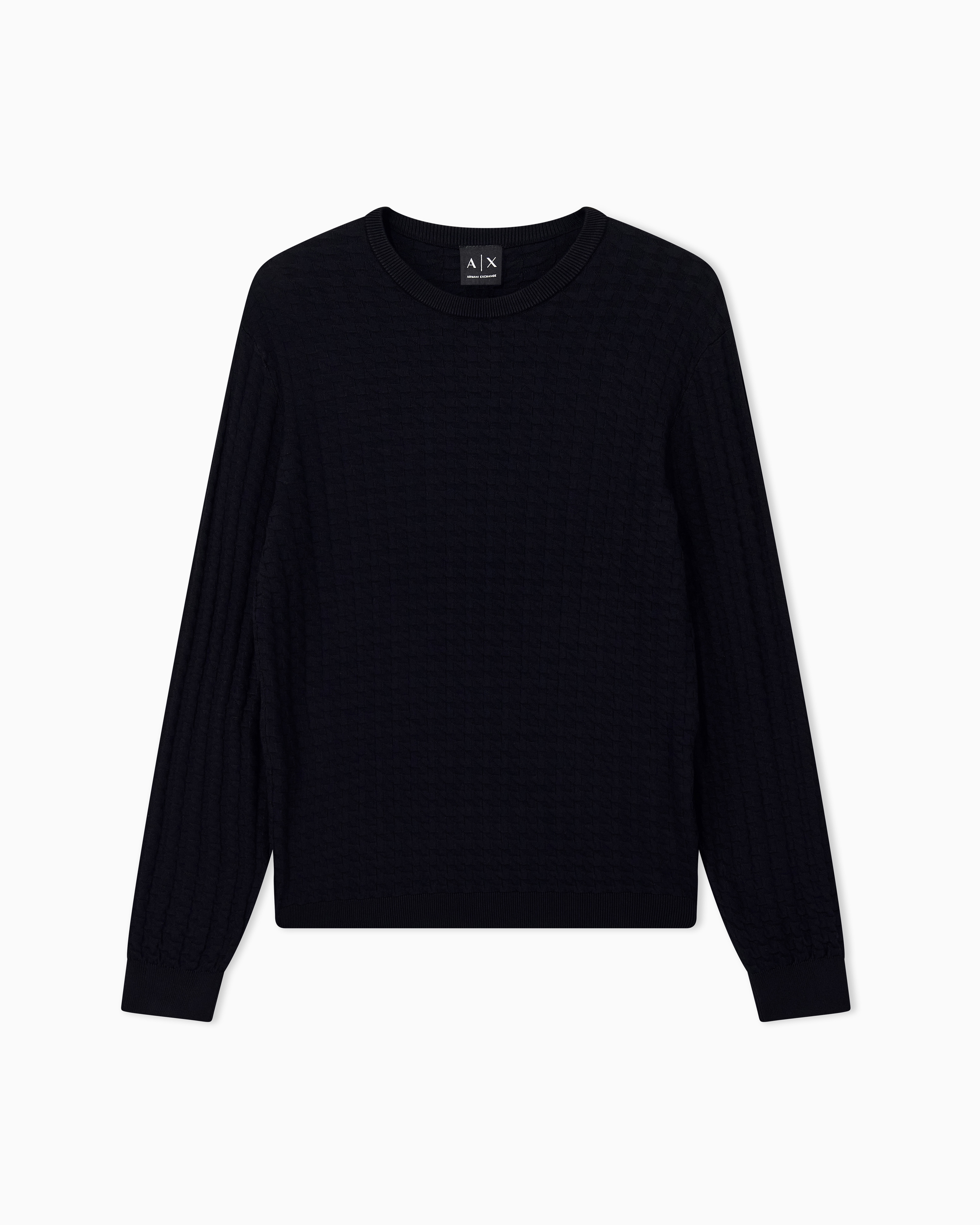 Armani Exchange Navy Blue Regular Fit Pullover Viscose Blend