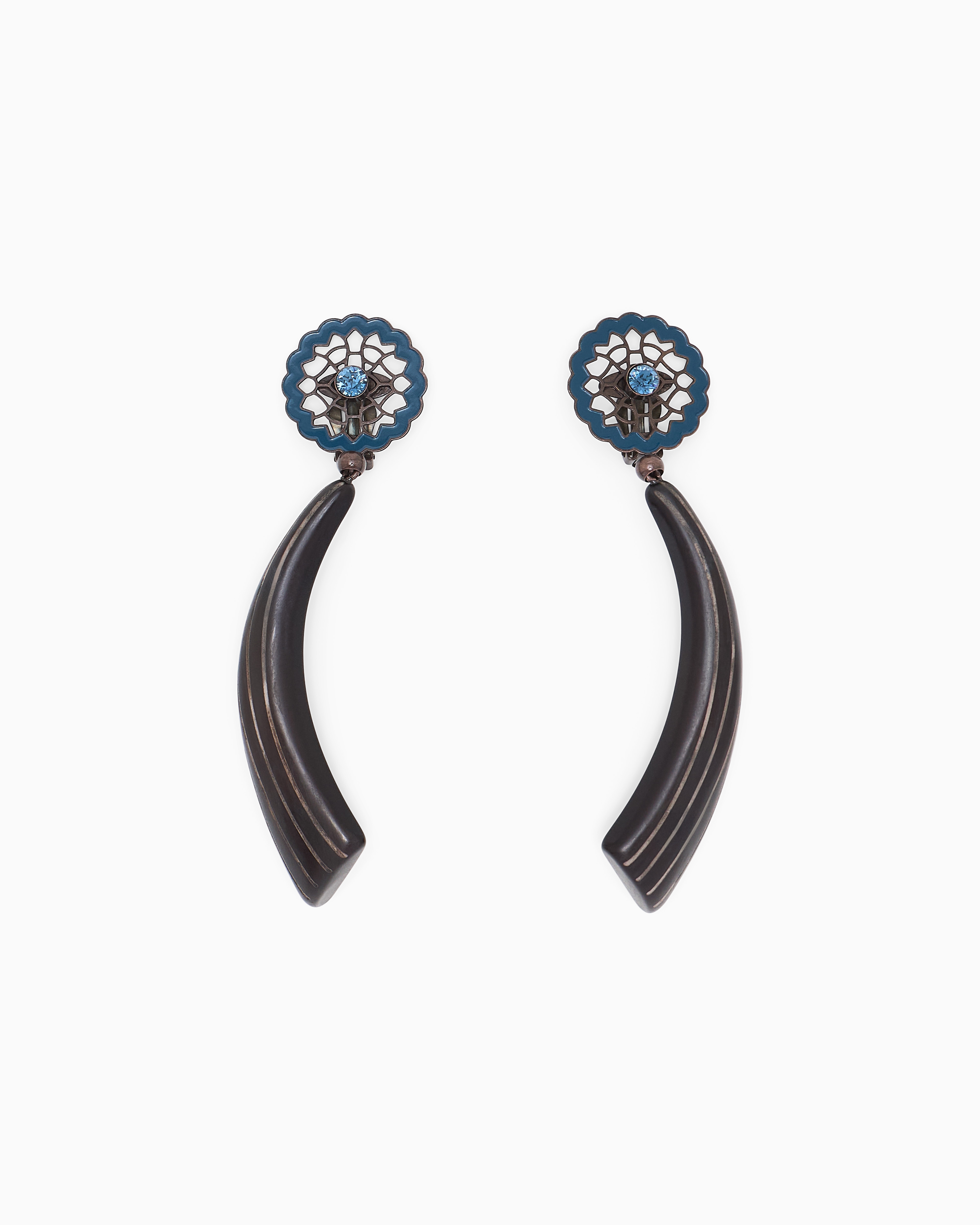 Giorgio Armani Blue Earrings In Polymethyl Methacrylate With Brass And Crystal