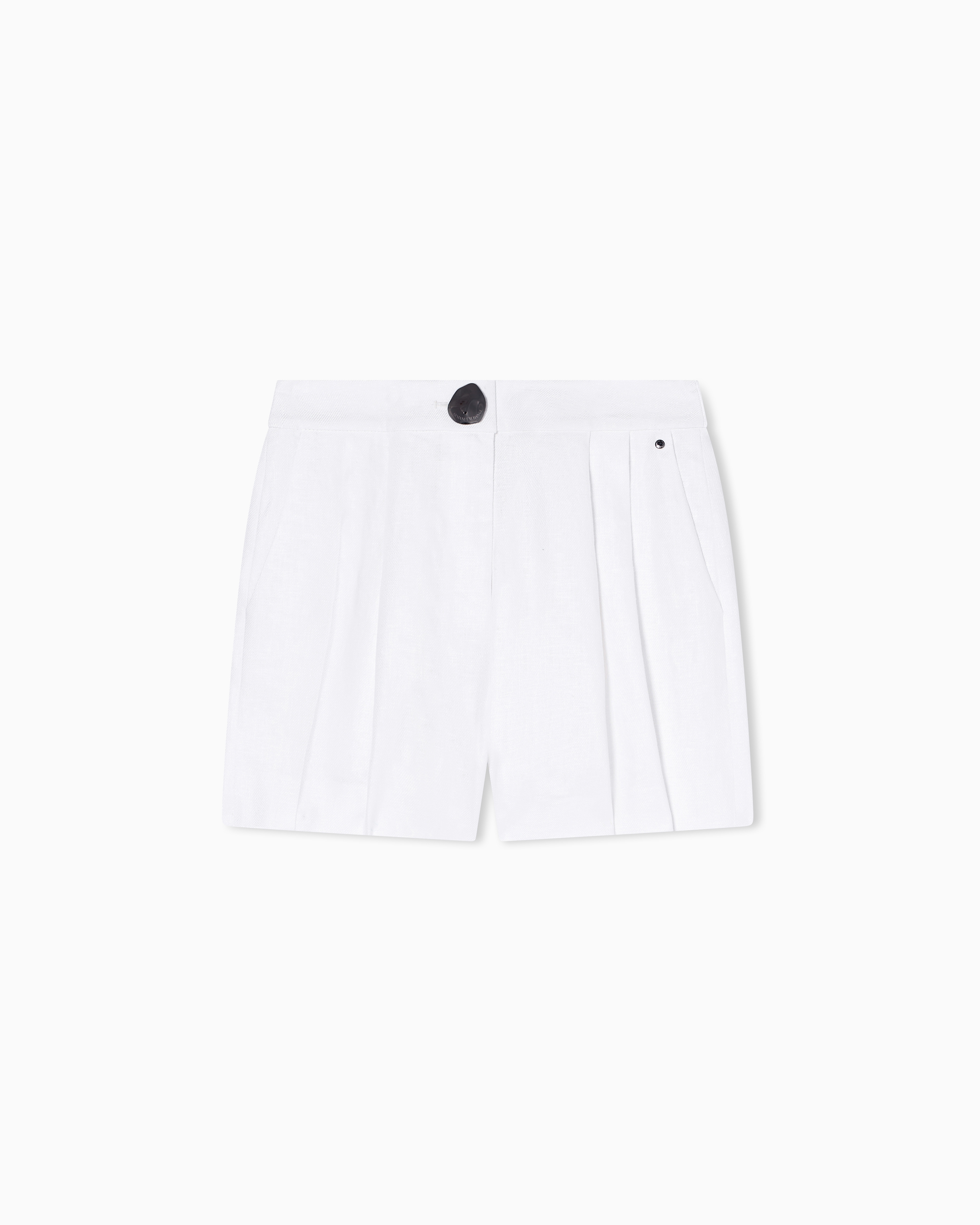 Armani Exchange White Linen Twill Shorts