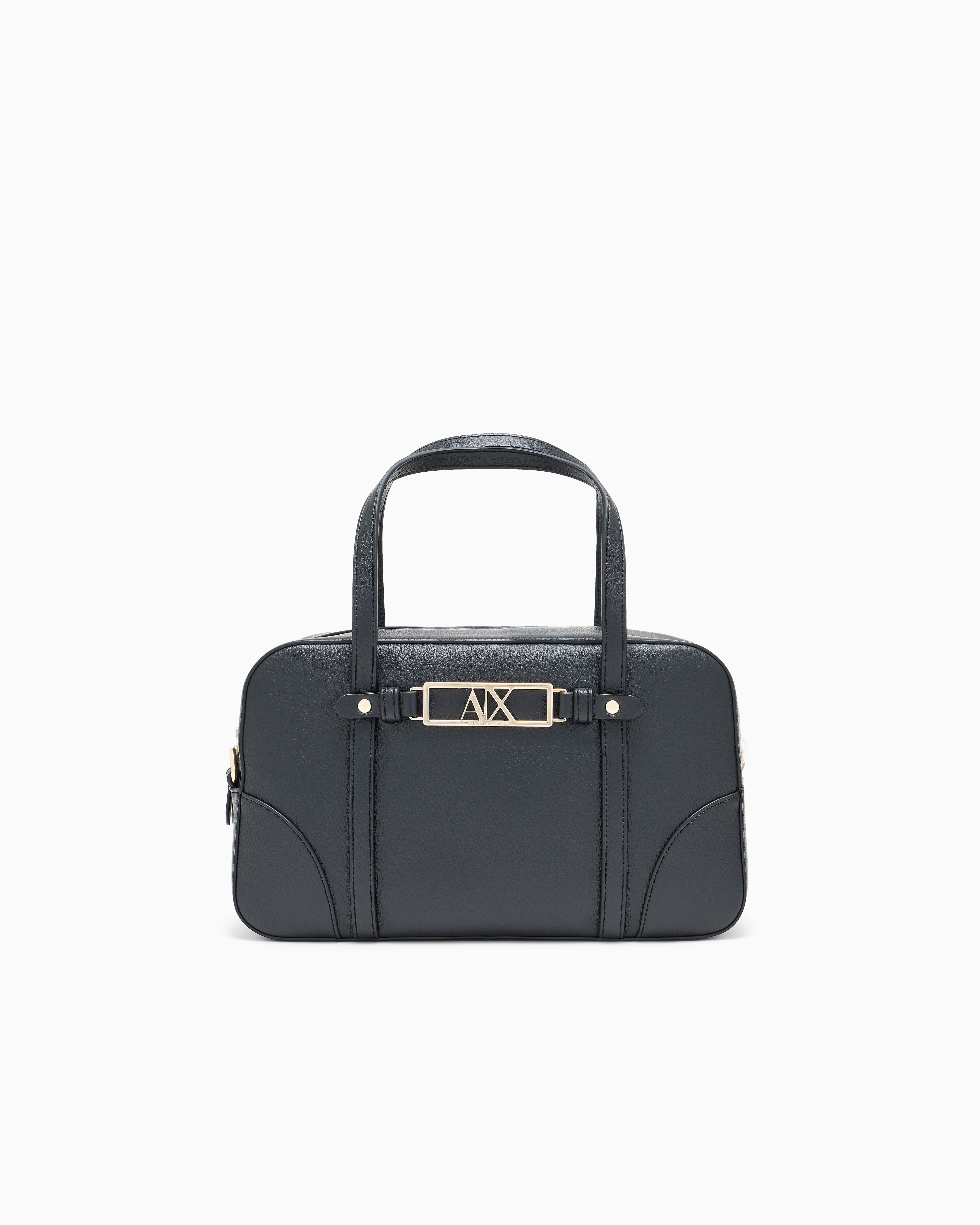 Armani Exchange Black Top Handle Bag With Structured Silhouette