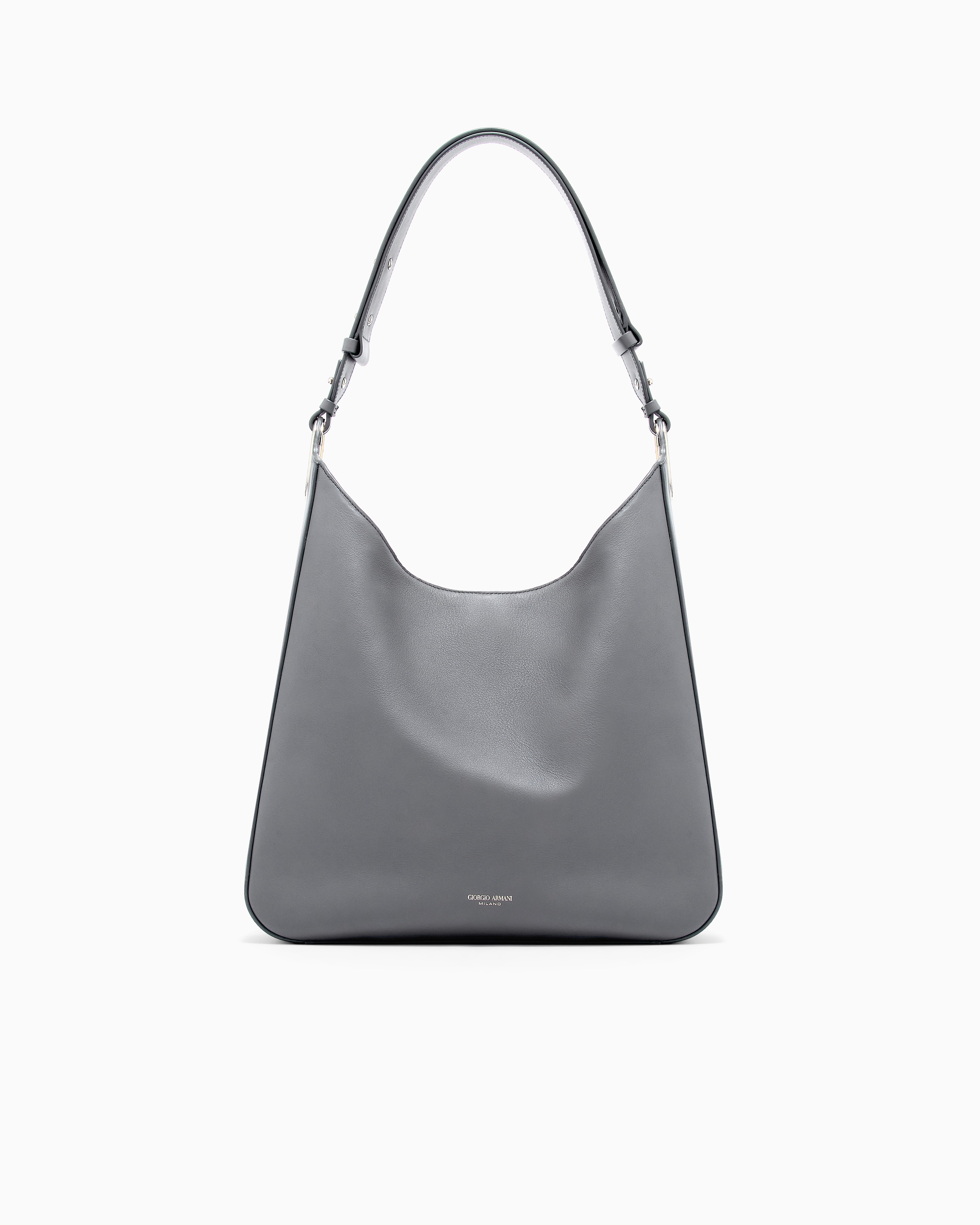 Giorgio Armani Grey Leather Hobo Bag