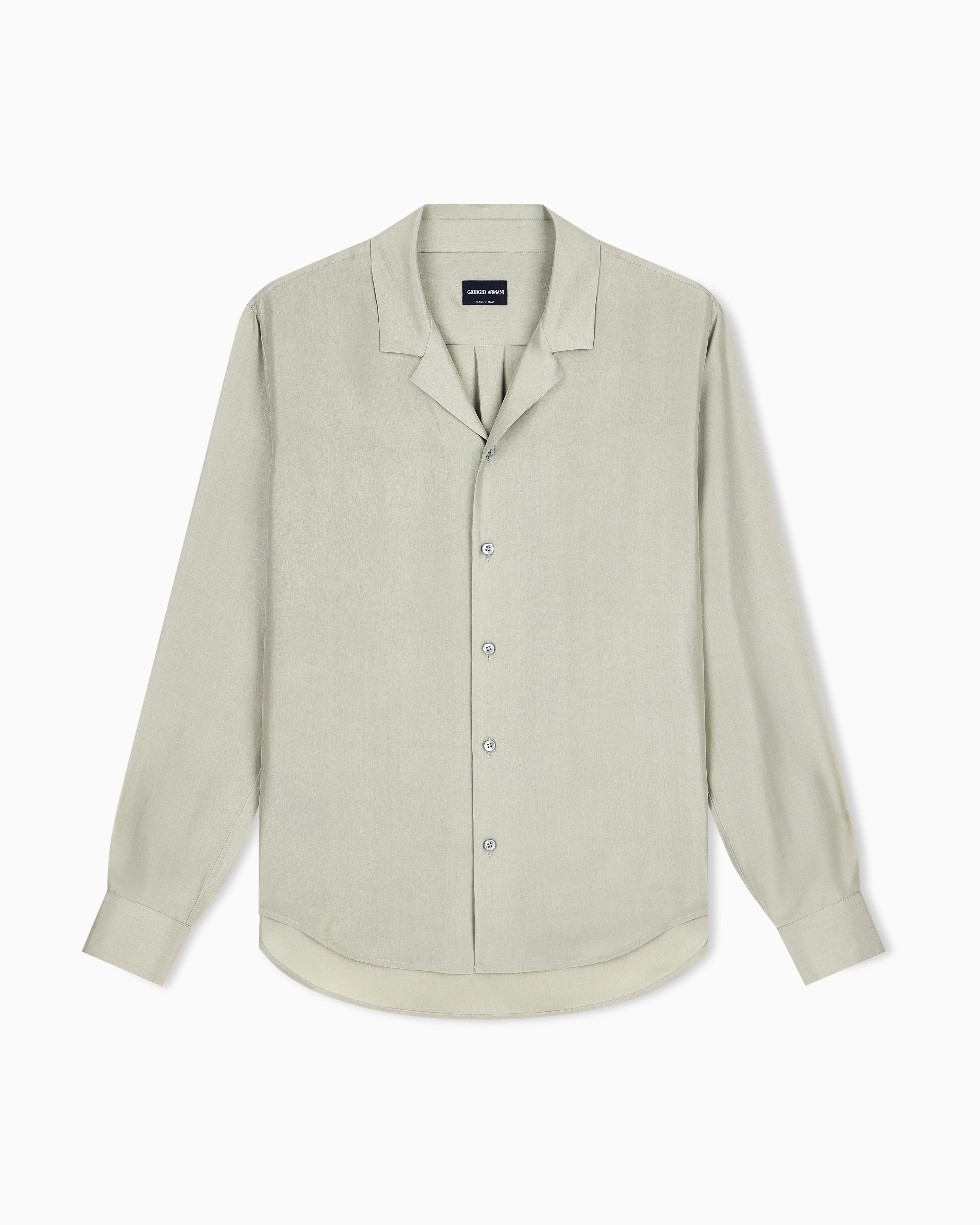 Giorgio Armani Green Shirt Oversized In Silk Habotai With Cupro Lining