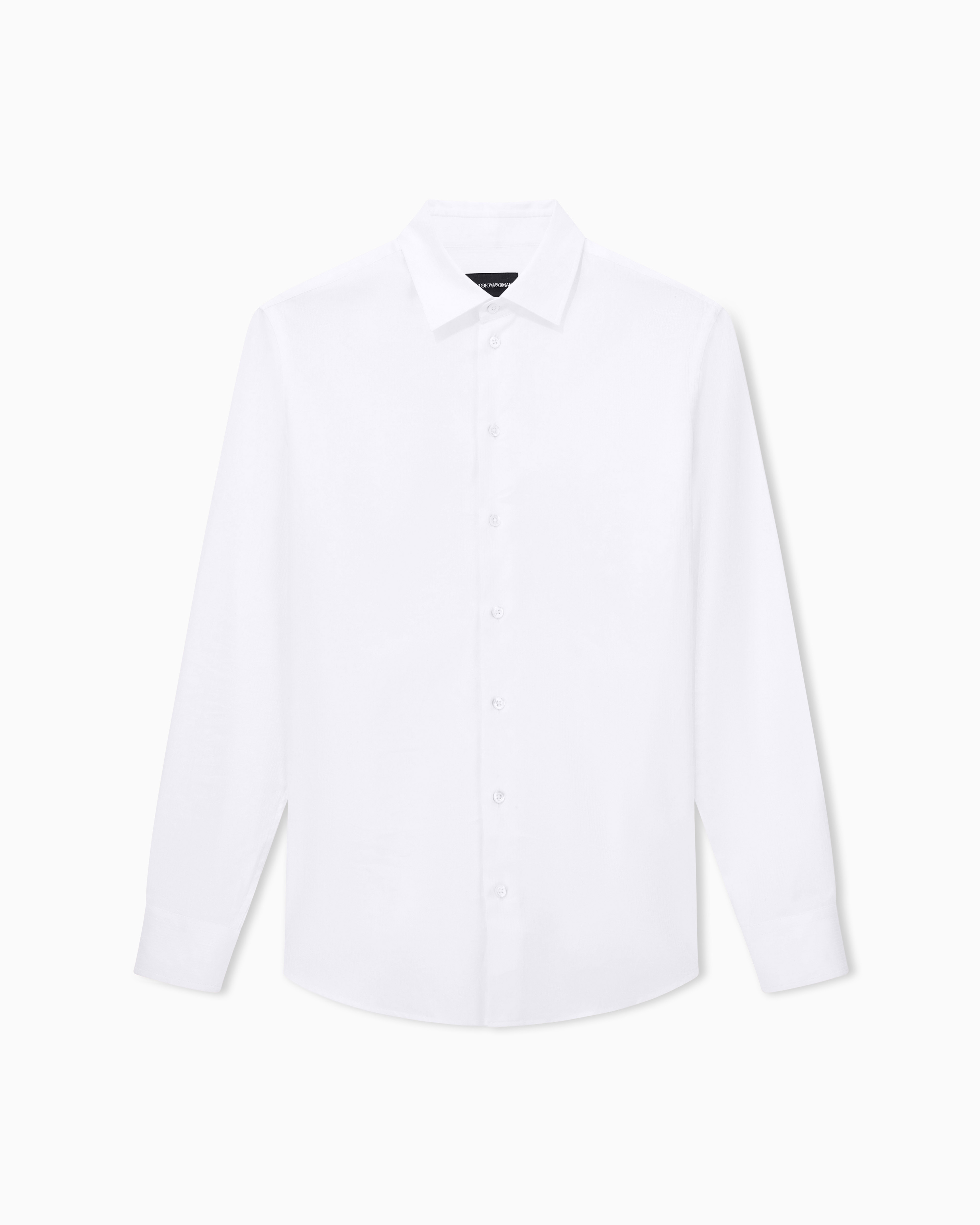 Emporio Armani White Cotton Dress Shirt With Long Sleeves And Pointed Collar