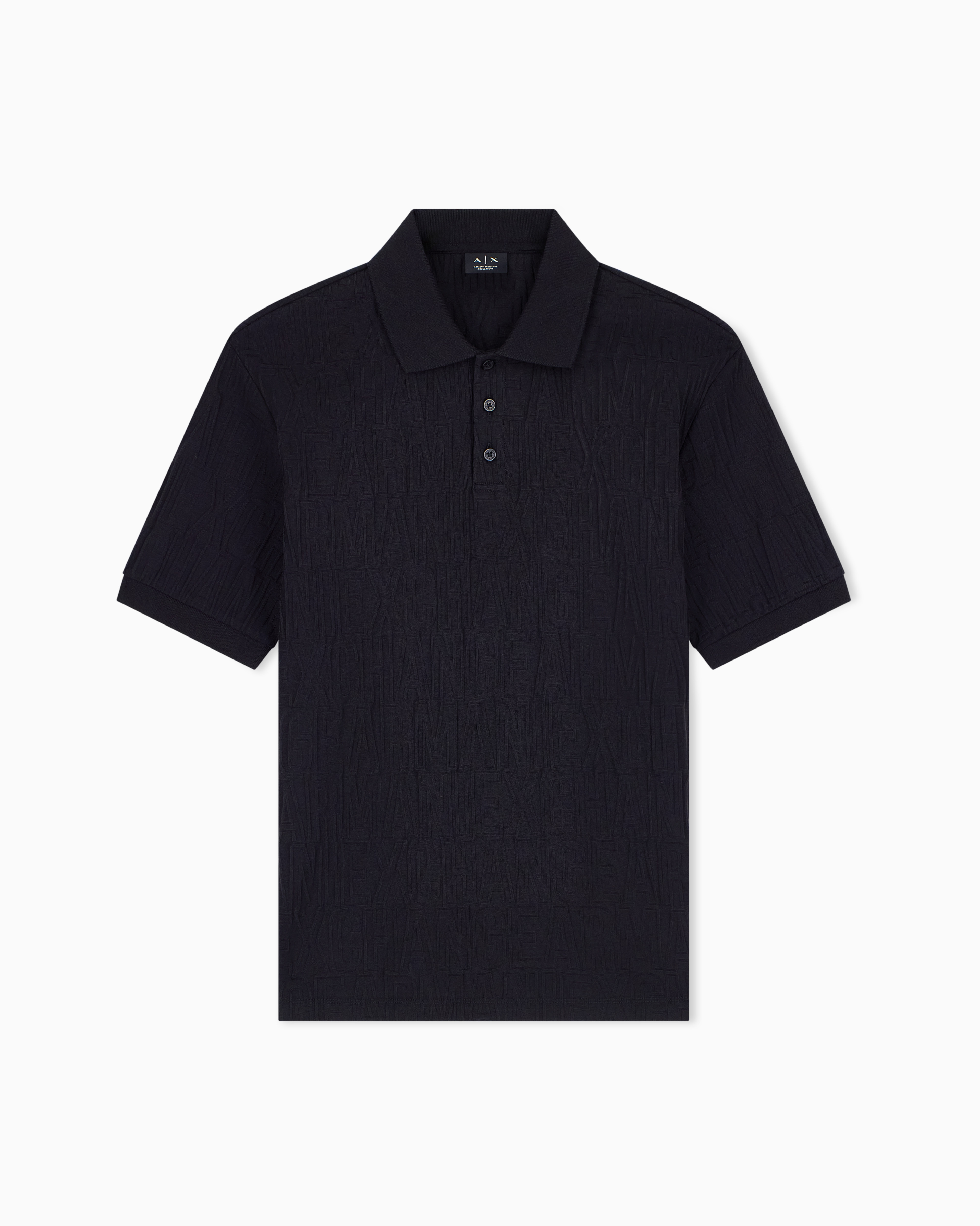 Armani Exchange Black Regular Fit Polo Shirt Mercerized Cotton Jersey