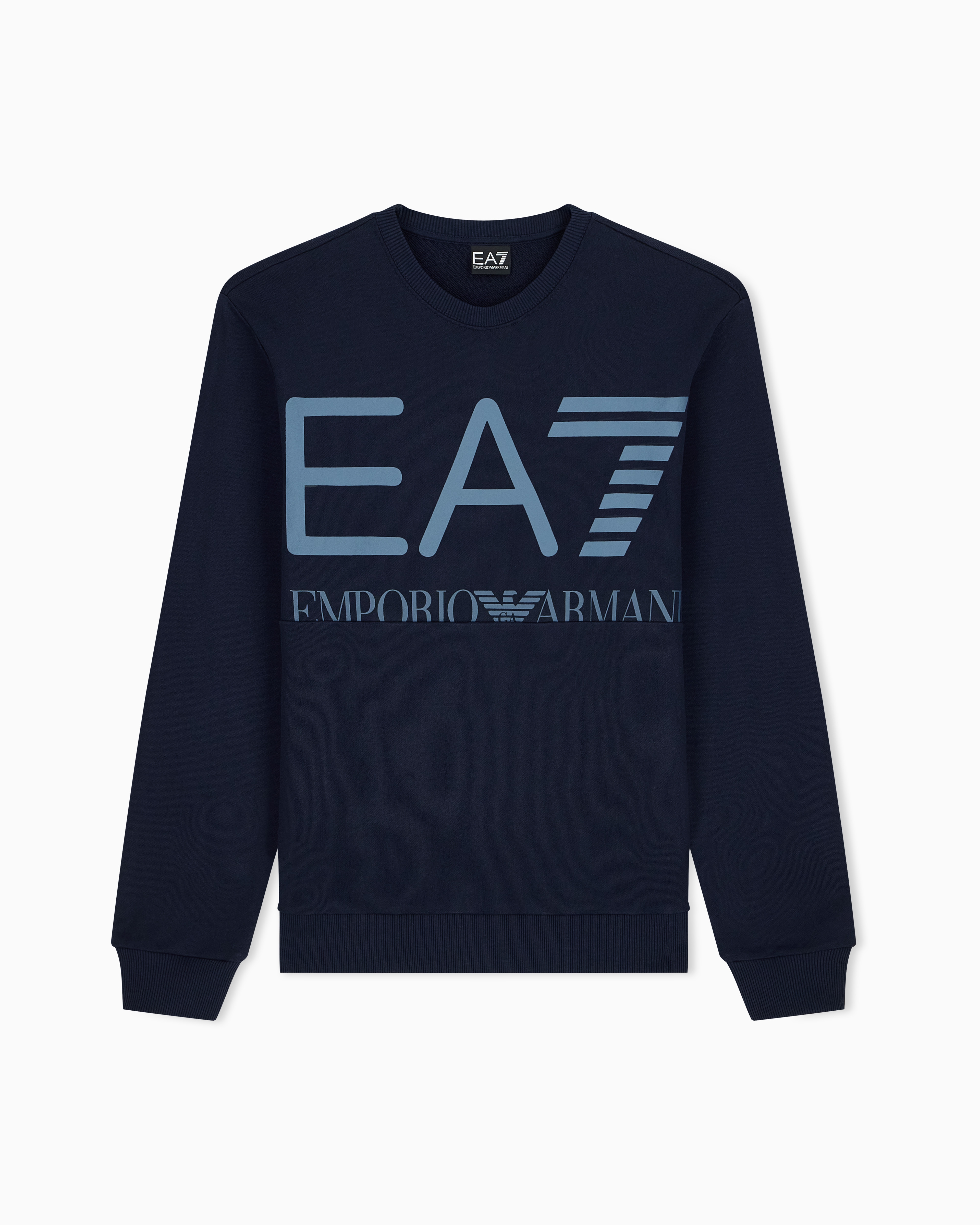 Ea7 Navy Blue Sweatshirt Logo Series Regular Fit Cotton Jersey
