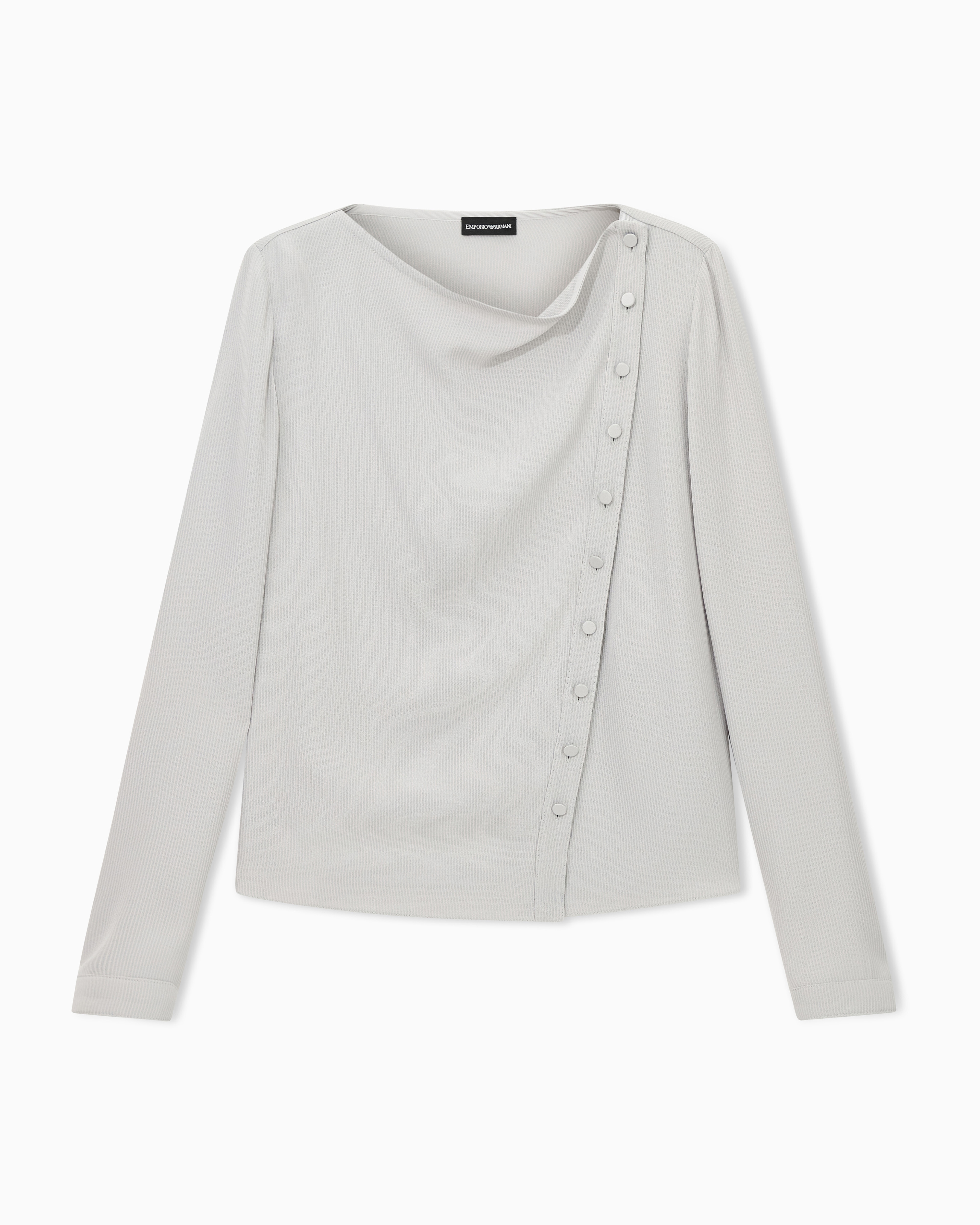 Emporio Armani Grey Canneté Fabric Blouse Signature Capsule