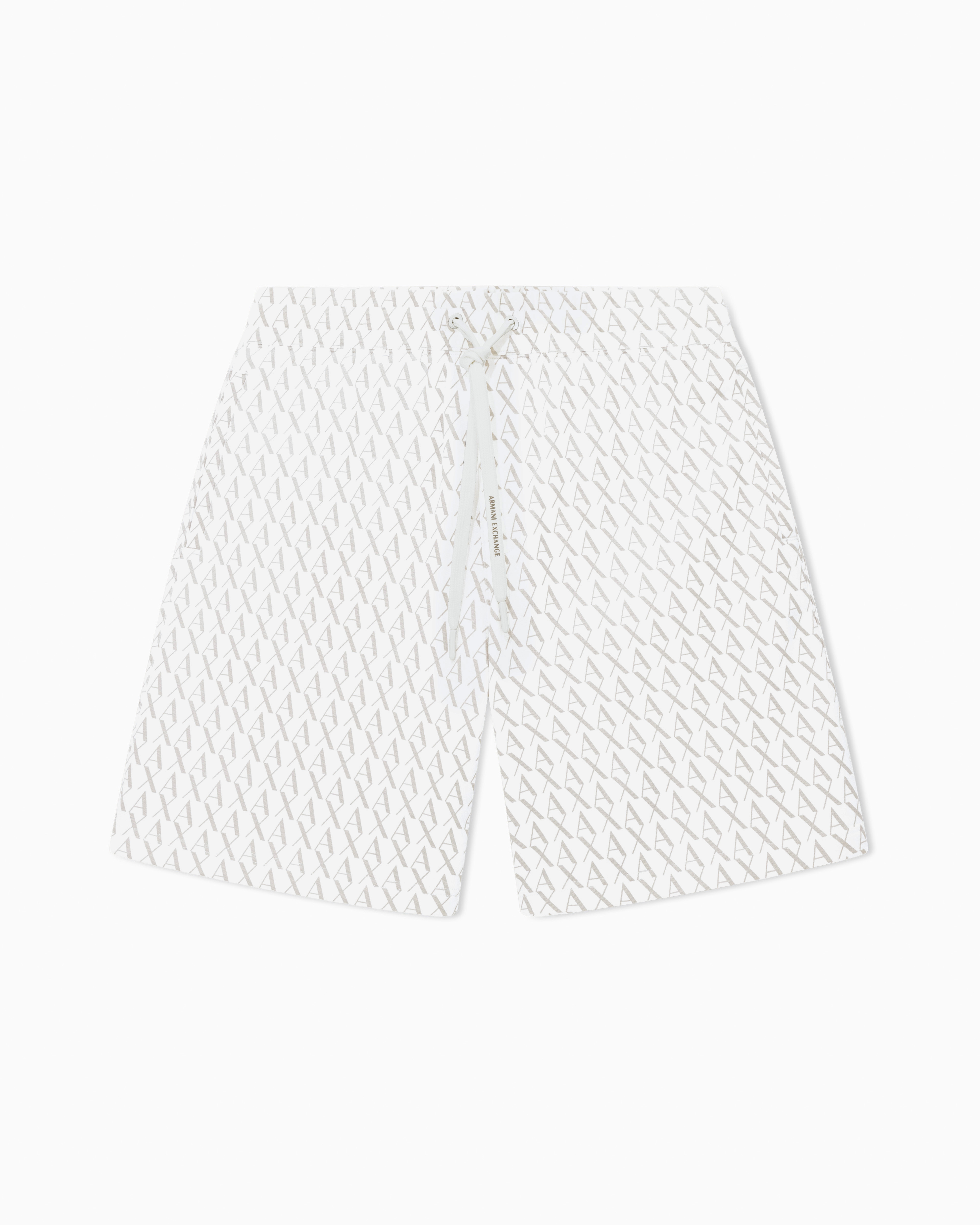 Armani Exchange White Shorts With All-Over Logo Print