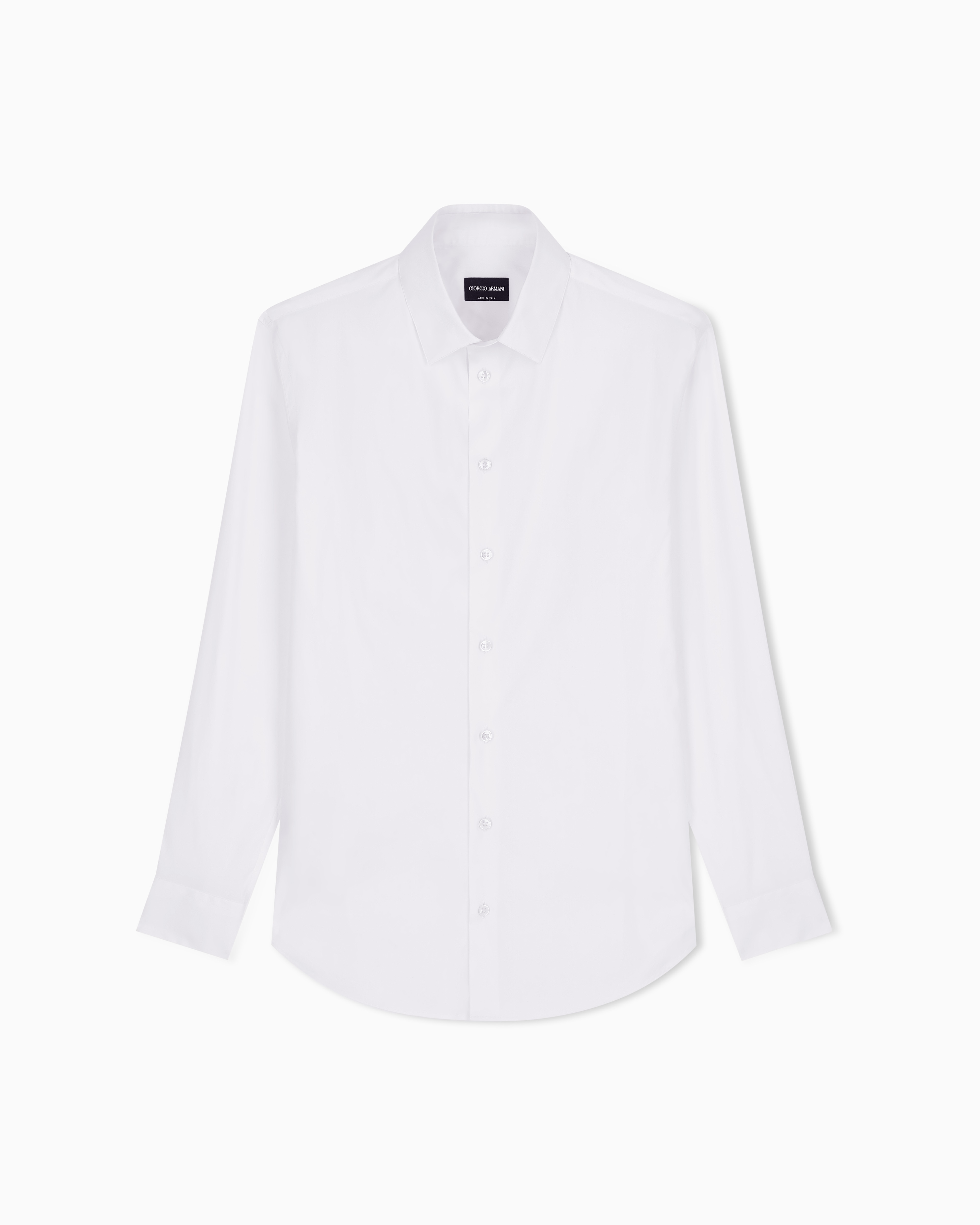 Giorgio Armani White Button-Down Shirt In Fluid Stretch Fabric