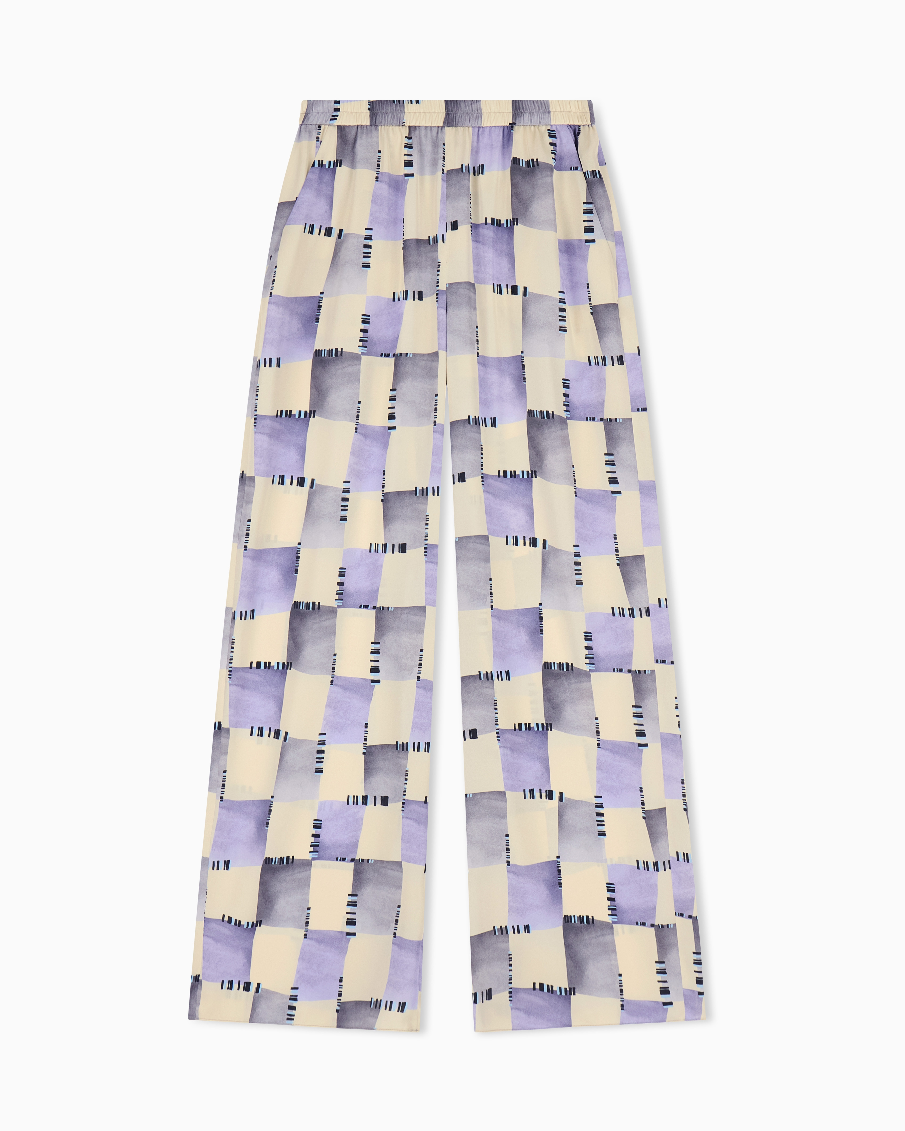 Emporio Armani Multicolored Satin Trousers With Check Print