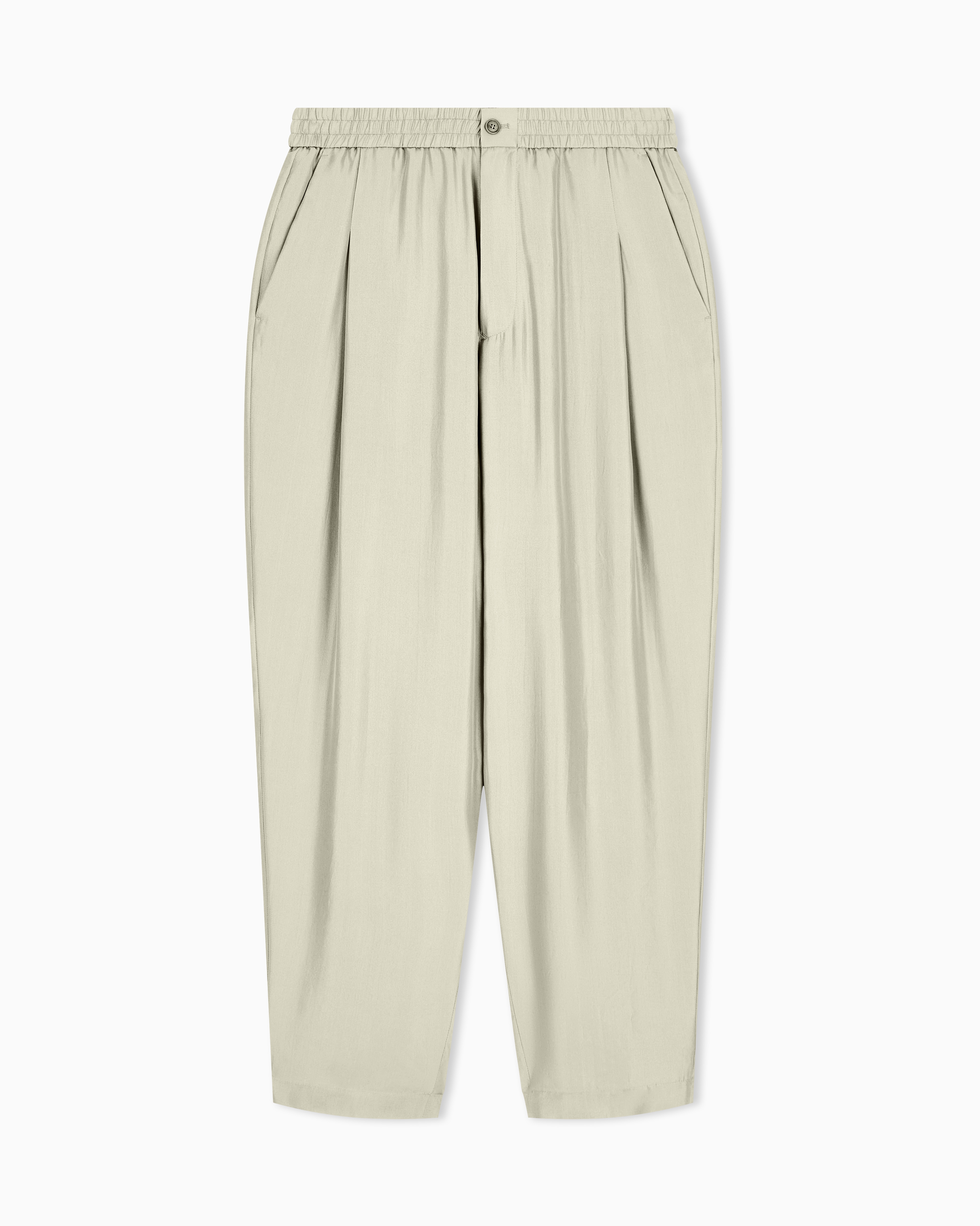 Giorgio Armani Green Trouser Regular Fit Silk Habotai With Cupro Lining