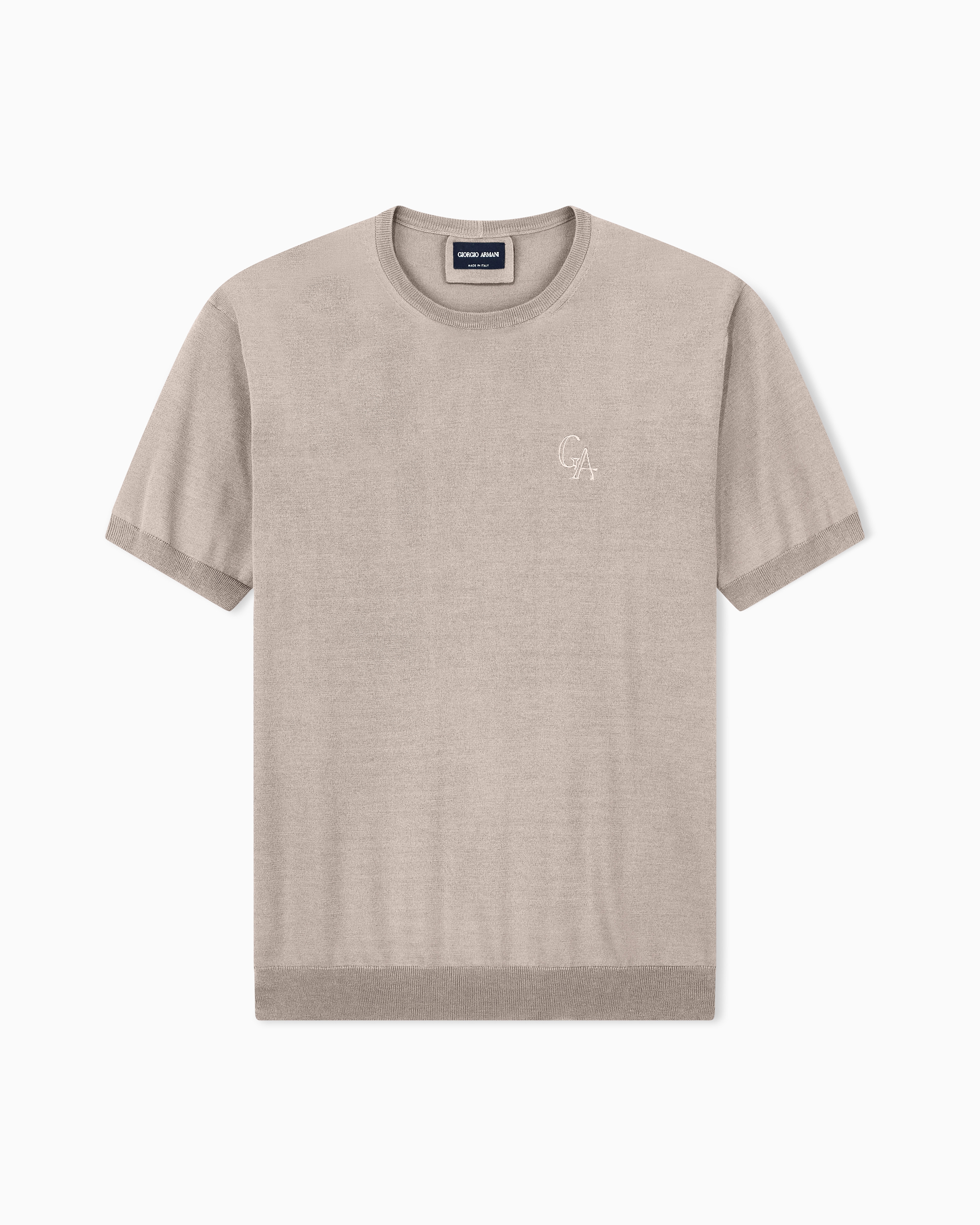 Giorgio Armani Grey Sweater Slim Fit In Plain Knit Silk And Cotton