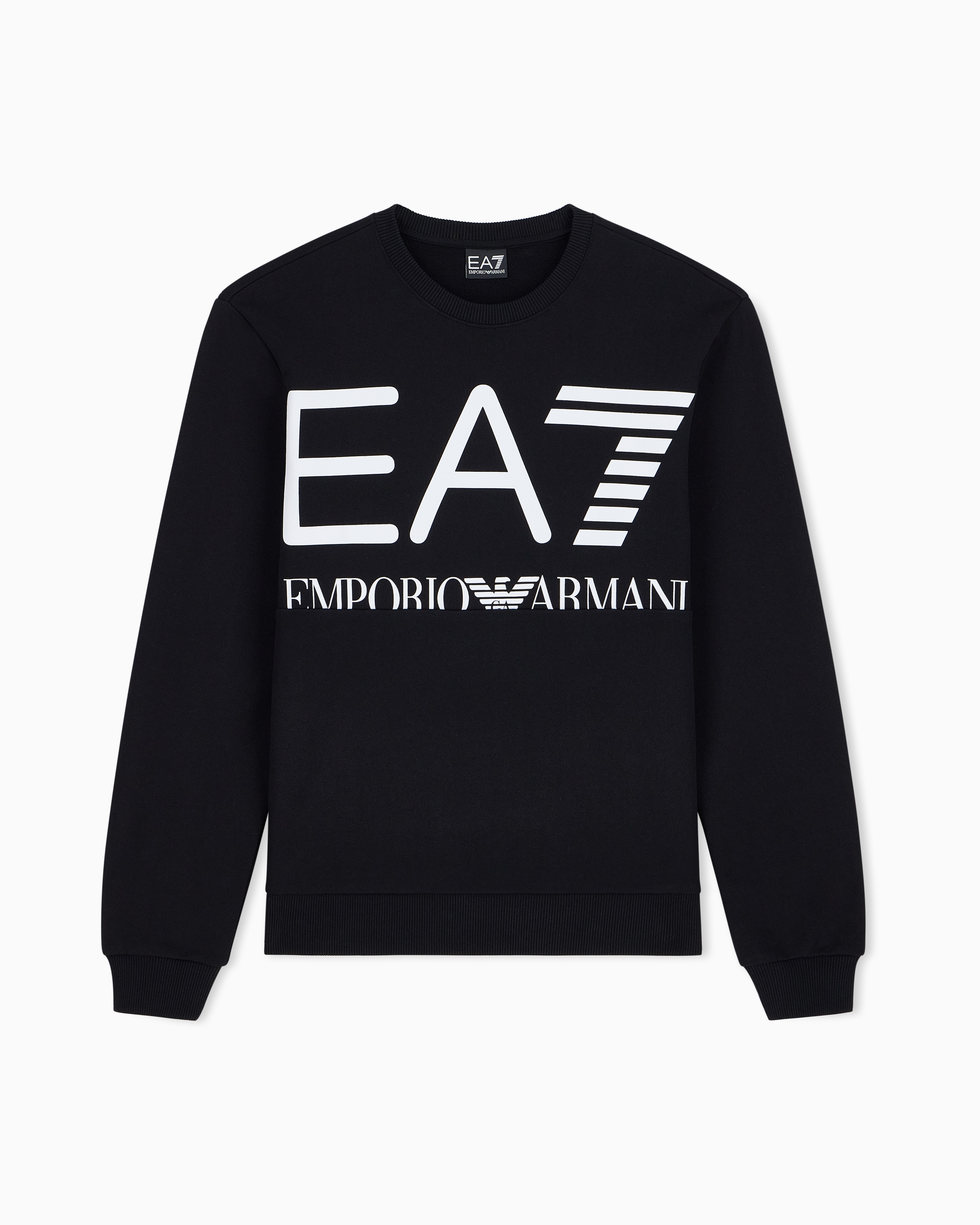Ea7 Black Sweatshirt Logo Series Regular Fit Cotton Jersey
