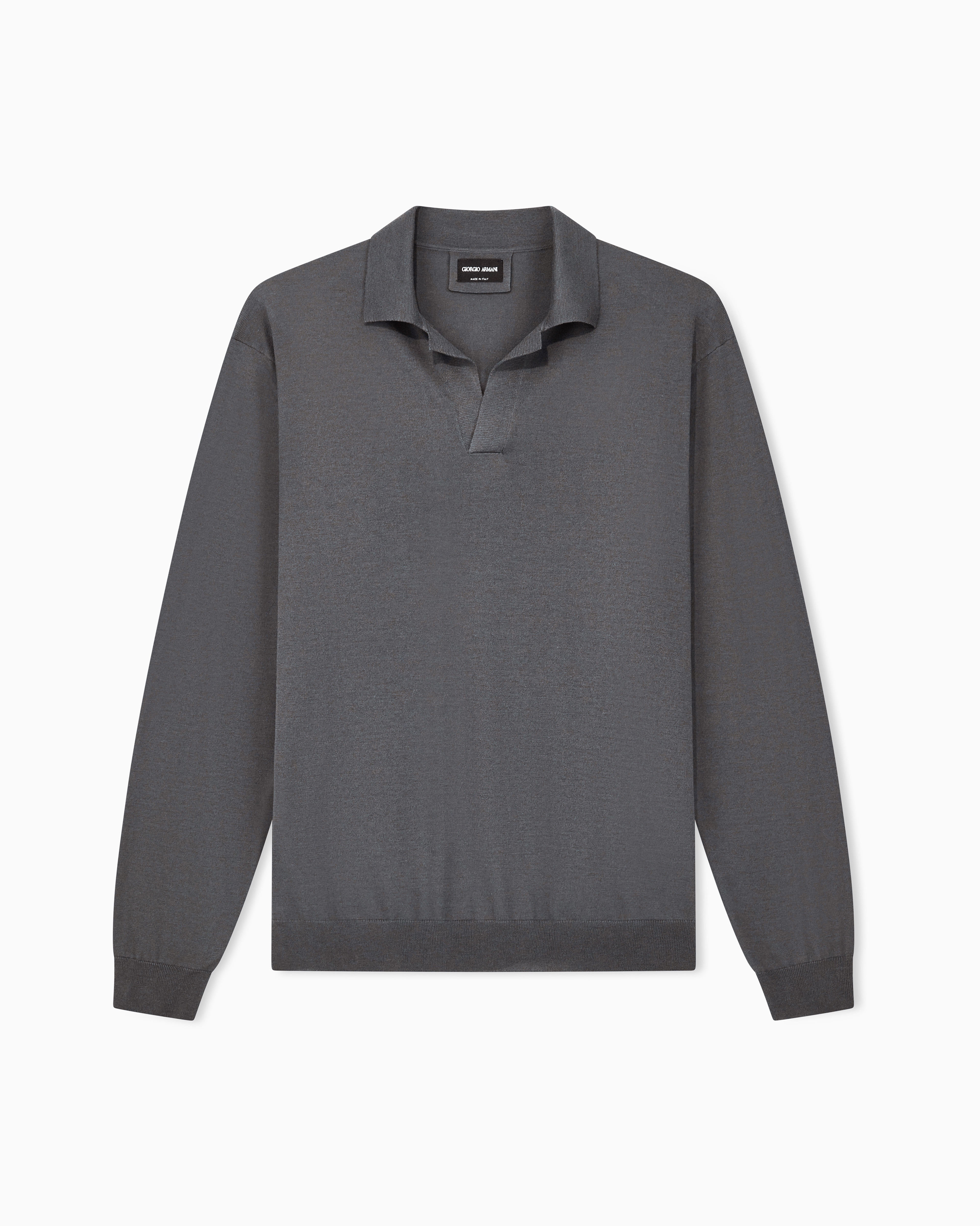 Giorgio Armani Grey Sweater Regular Fit Plain Knit Silk And Cotton Blend