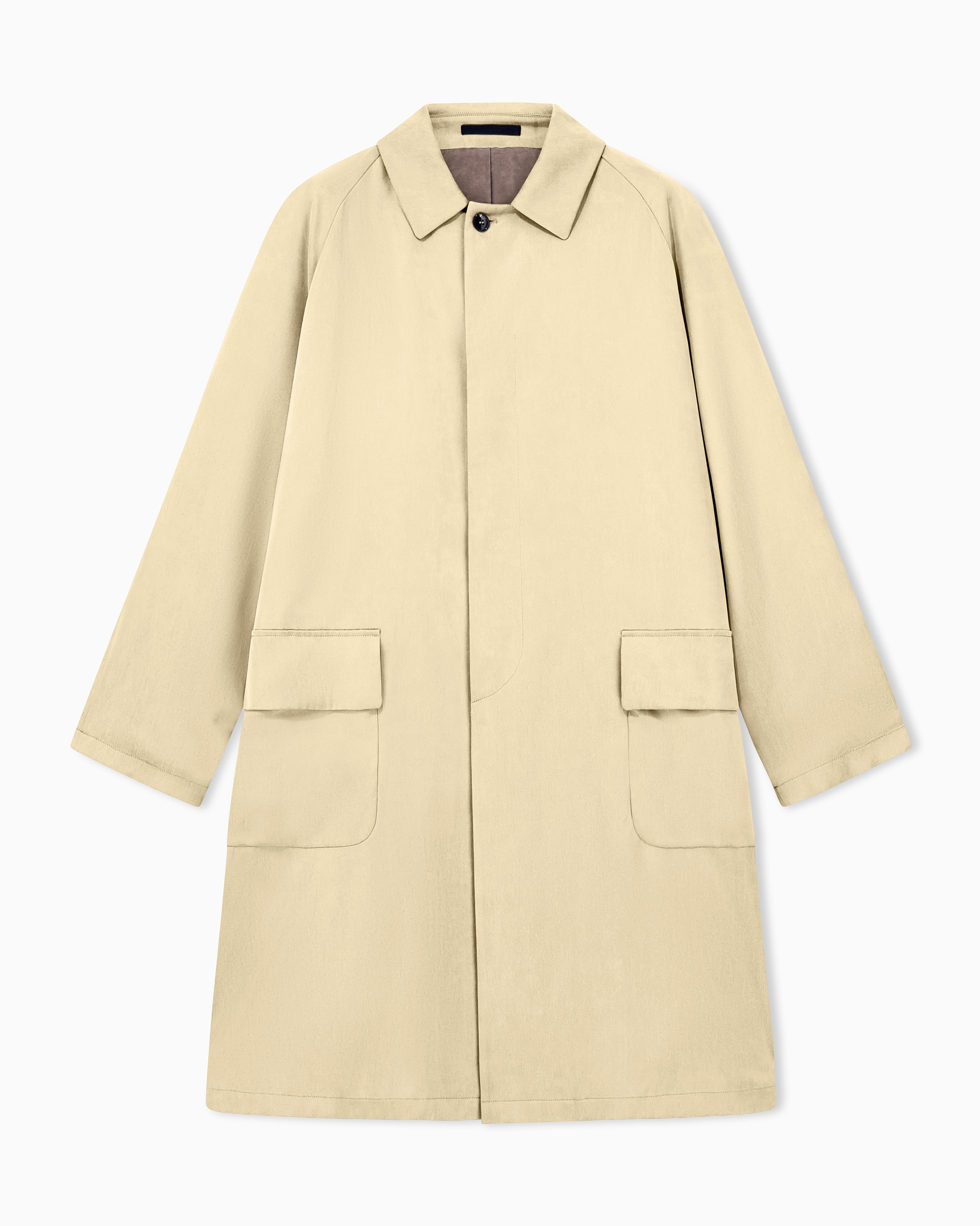 Giorgio Armani Beige Trench Coat Oversized Fit Washed Lyocell Poplin