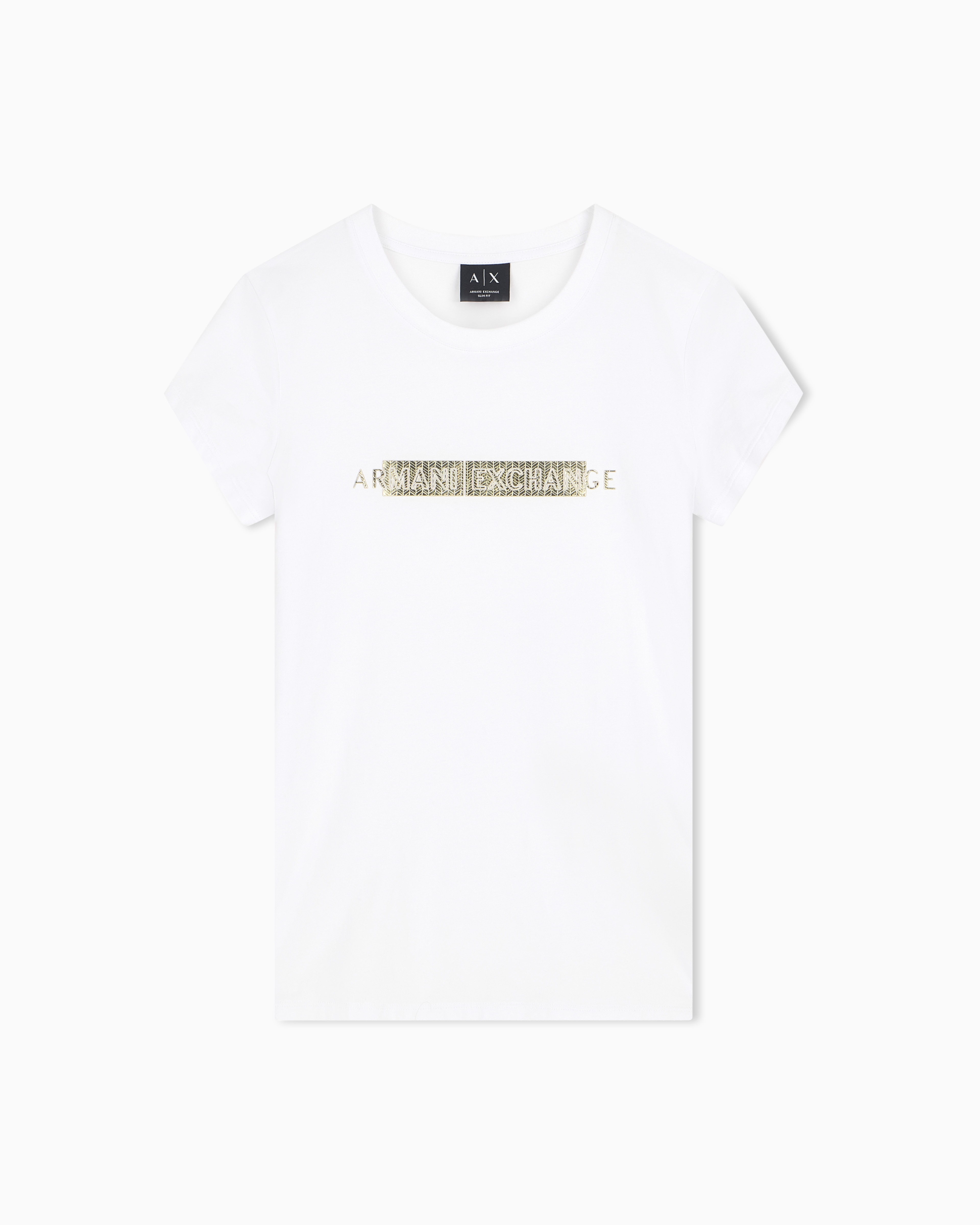 Armani Exchange White Slim Fit T-Shirt In Stretch Cotton Jersey