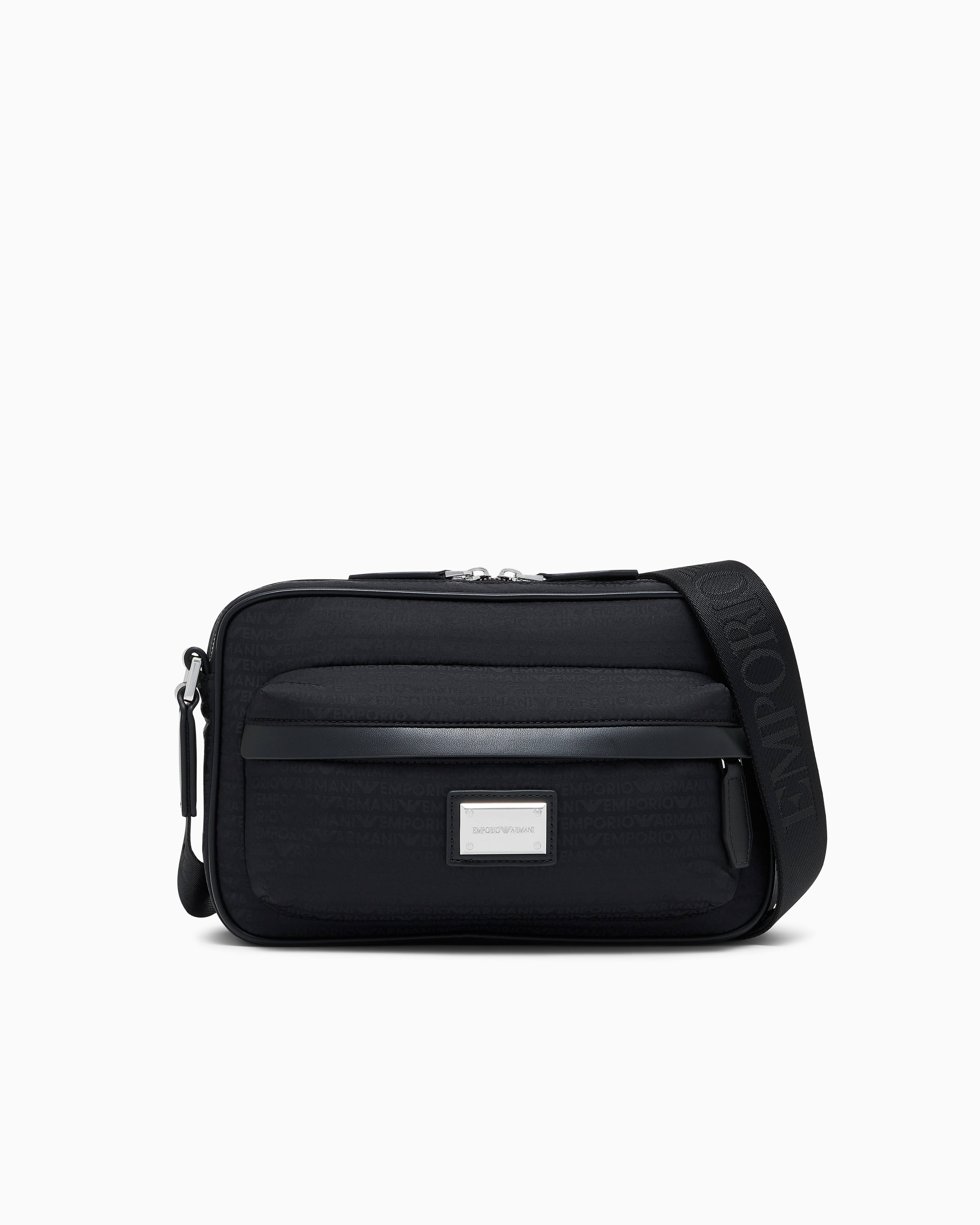 Emporio Armani Black Crossbody Messenger Bag With Zip And Adjustable Strap