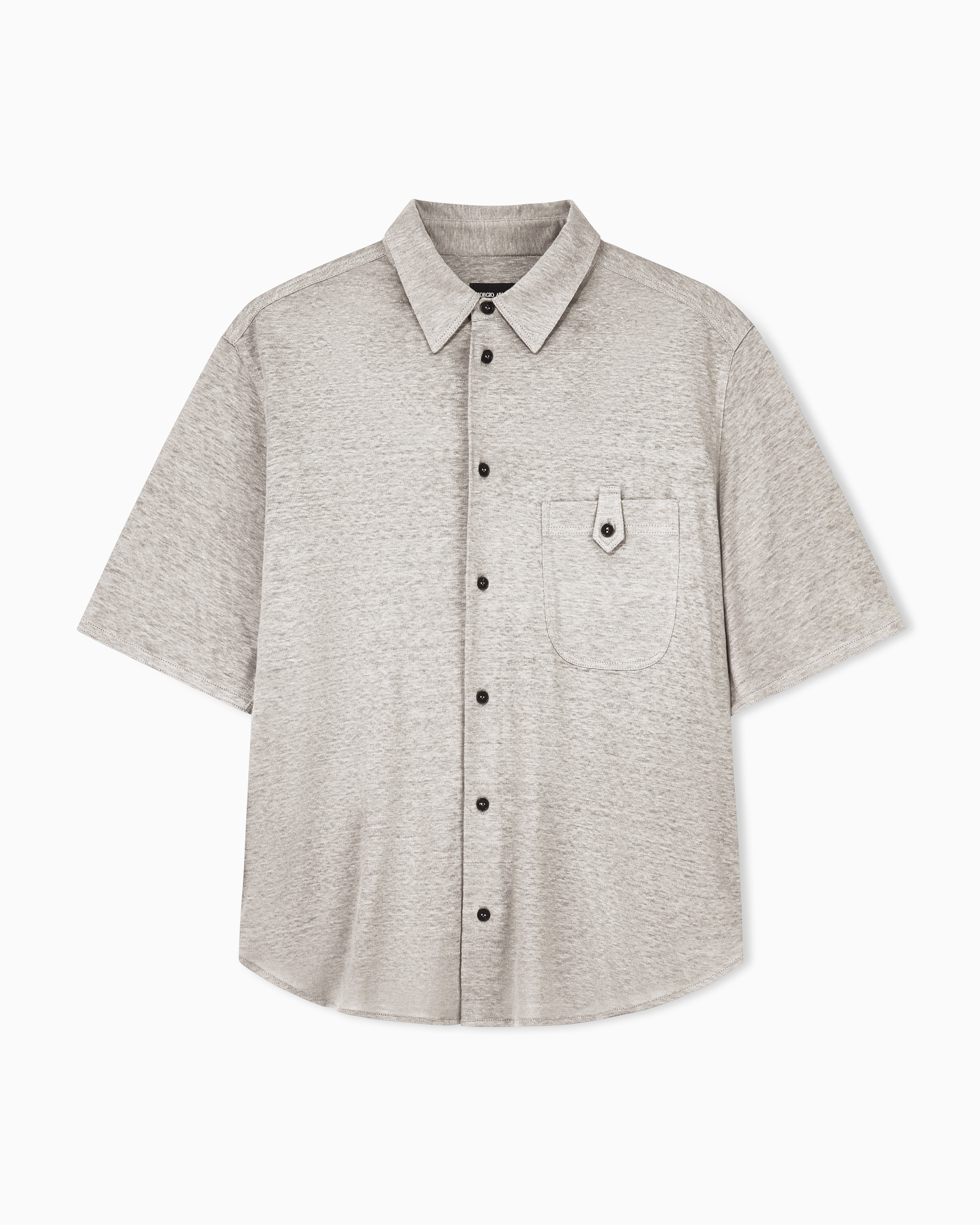 Giorgio Armani Camicia Over In Jersey Di Lino Con Maniche Corte E Taschino