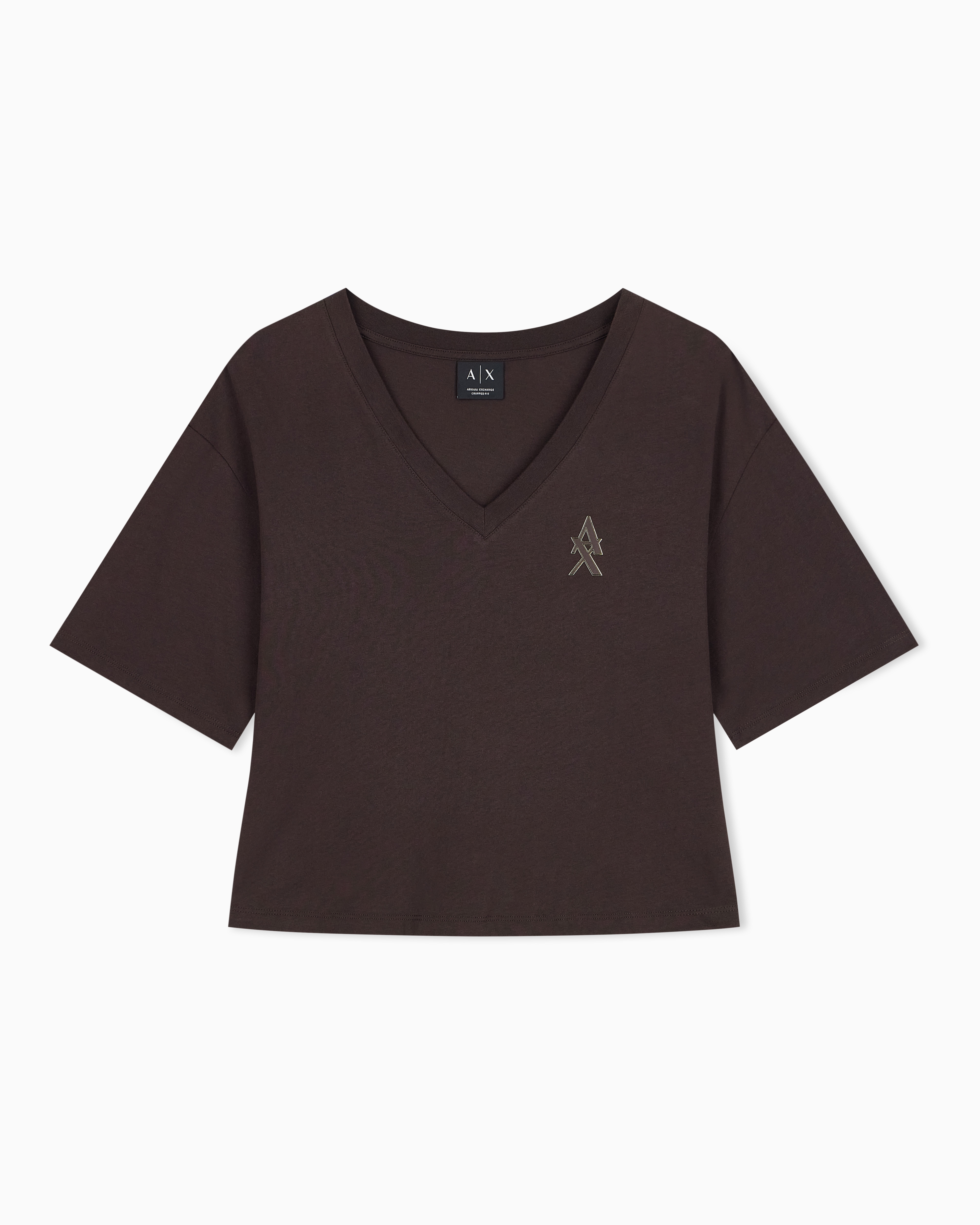 Armani Exchange Brown Regular T-Shirt In Cotton Jersey