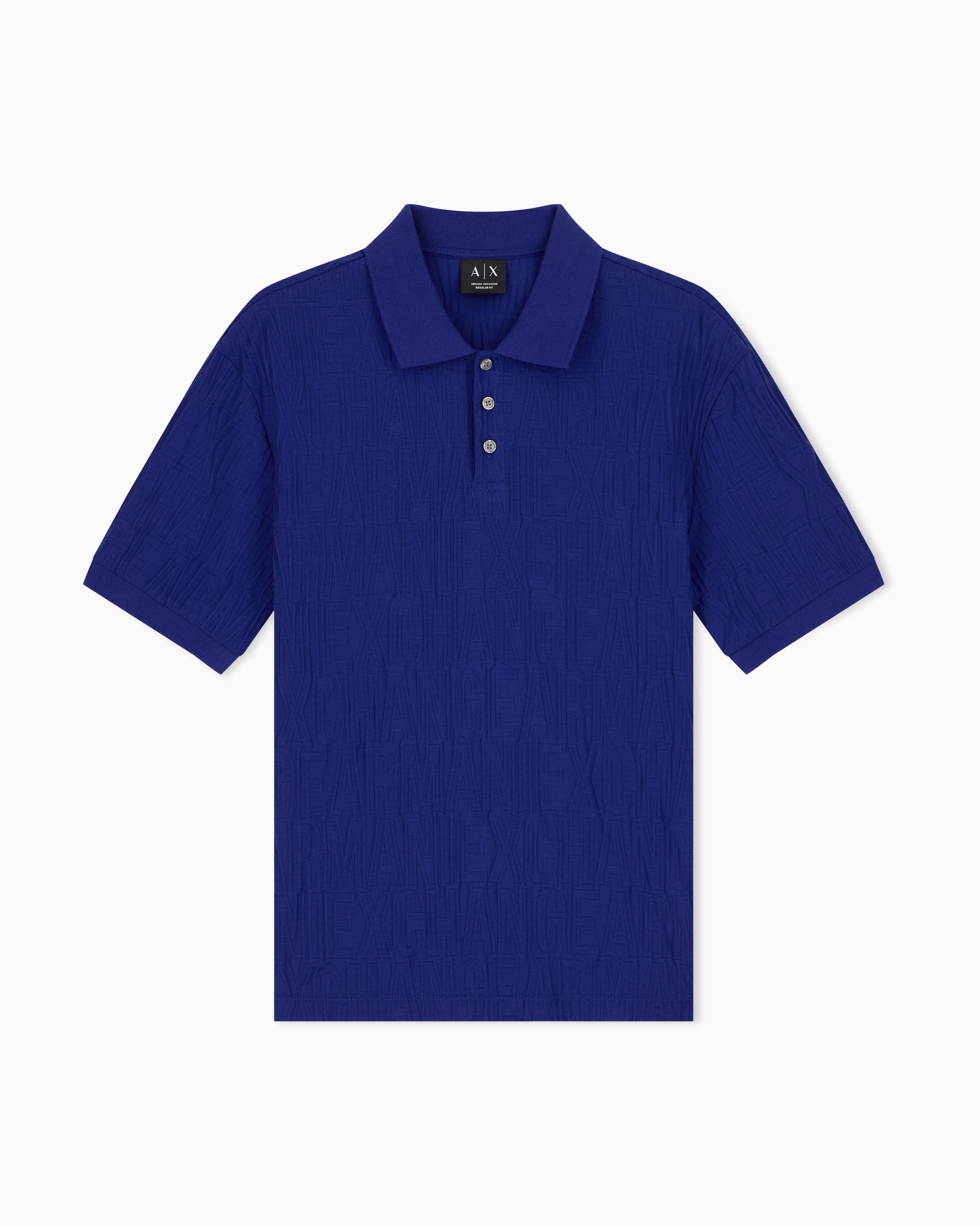 Armani Exchange Blue Regular Fit Polo Shirt Mercerized Cotton Jersey