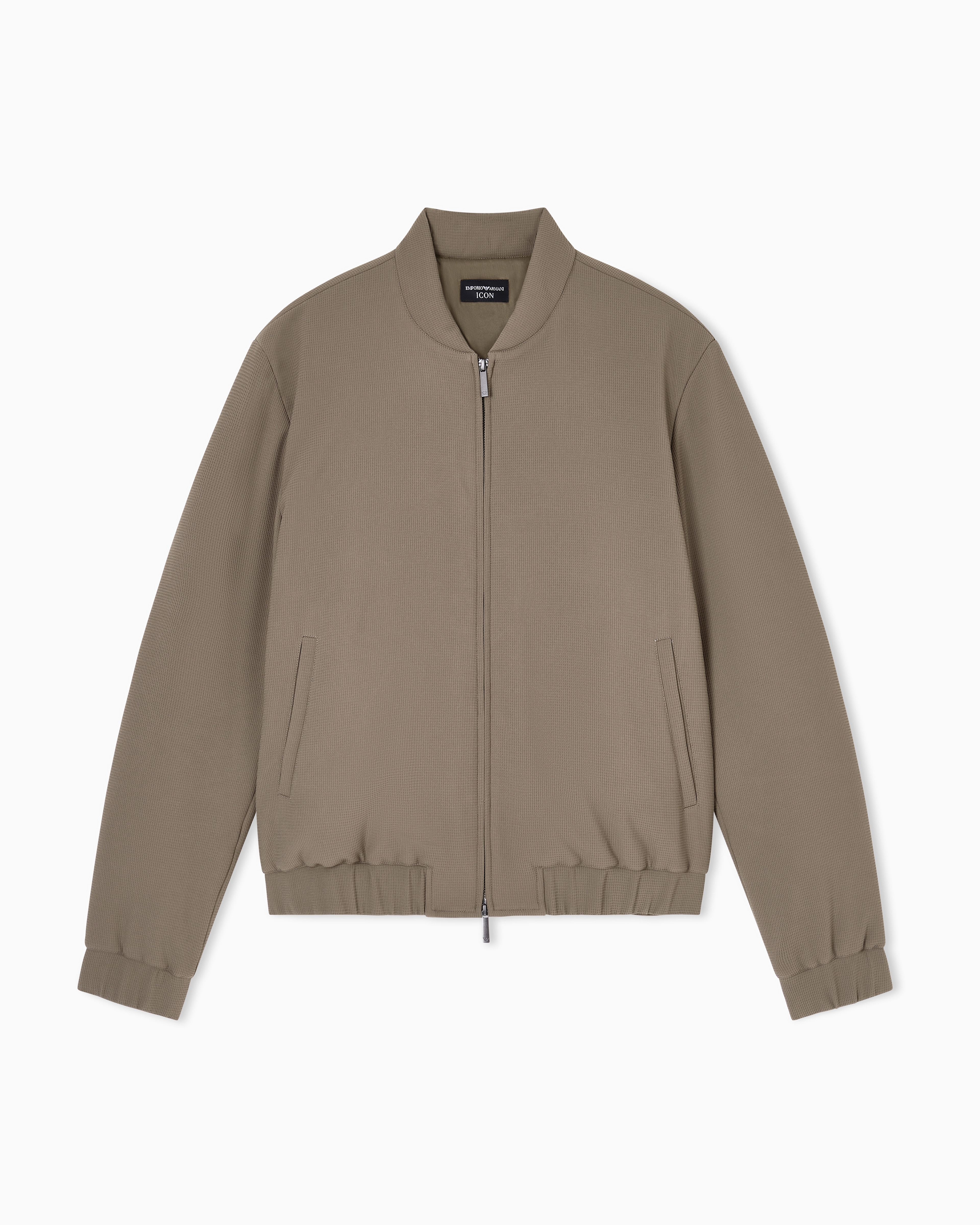 Emporio Armani Brown Icon 3D Piqué-Effect Crêpe Jersey Blouson