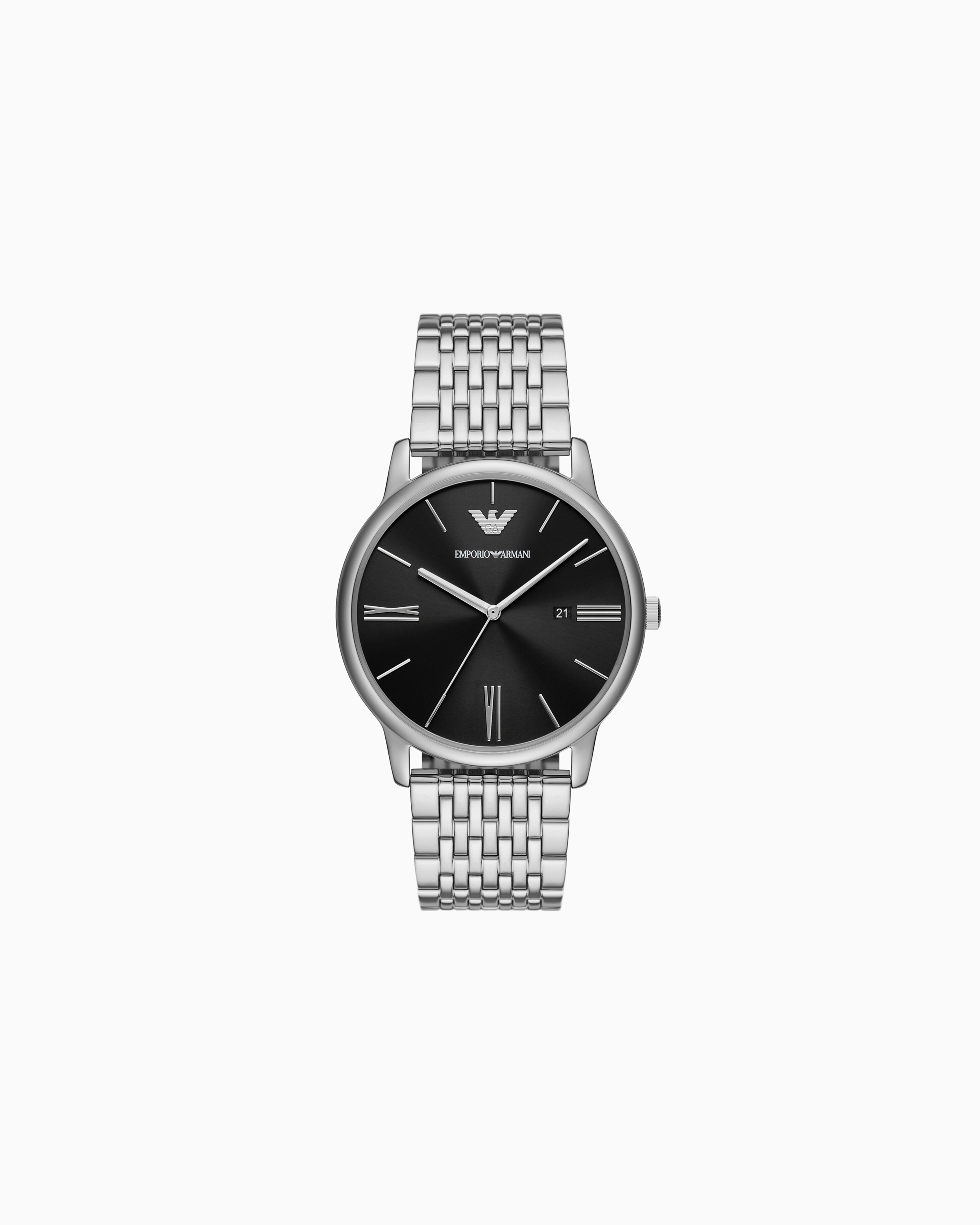 Emporio Armani Multicolored Three-Hand Date Stainless Steel Watch