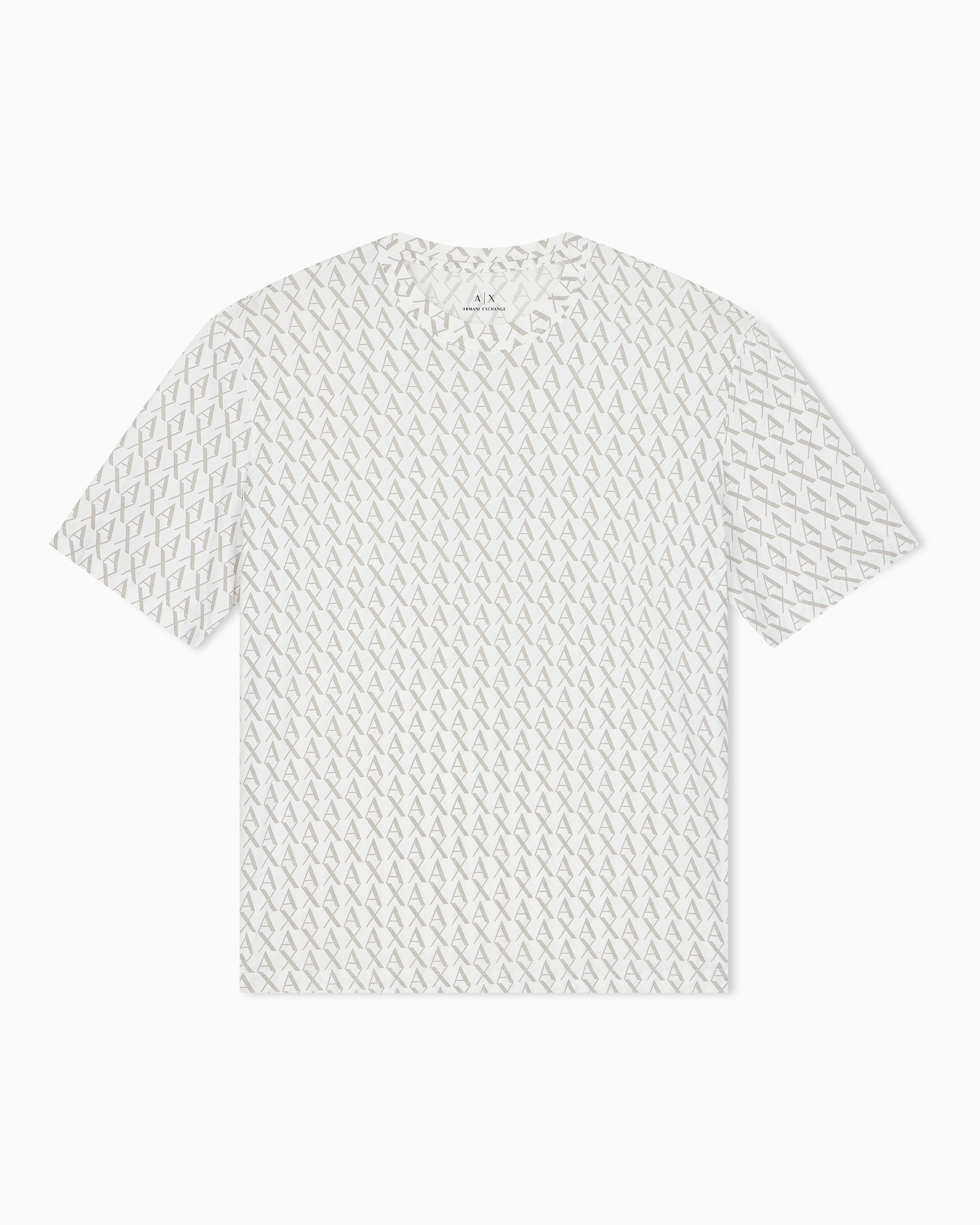Armani Exchange White Monogram T-Shirt In Cotton Jersey