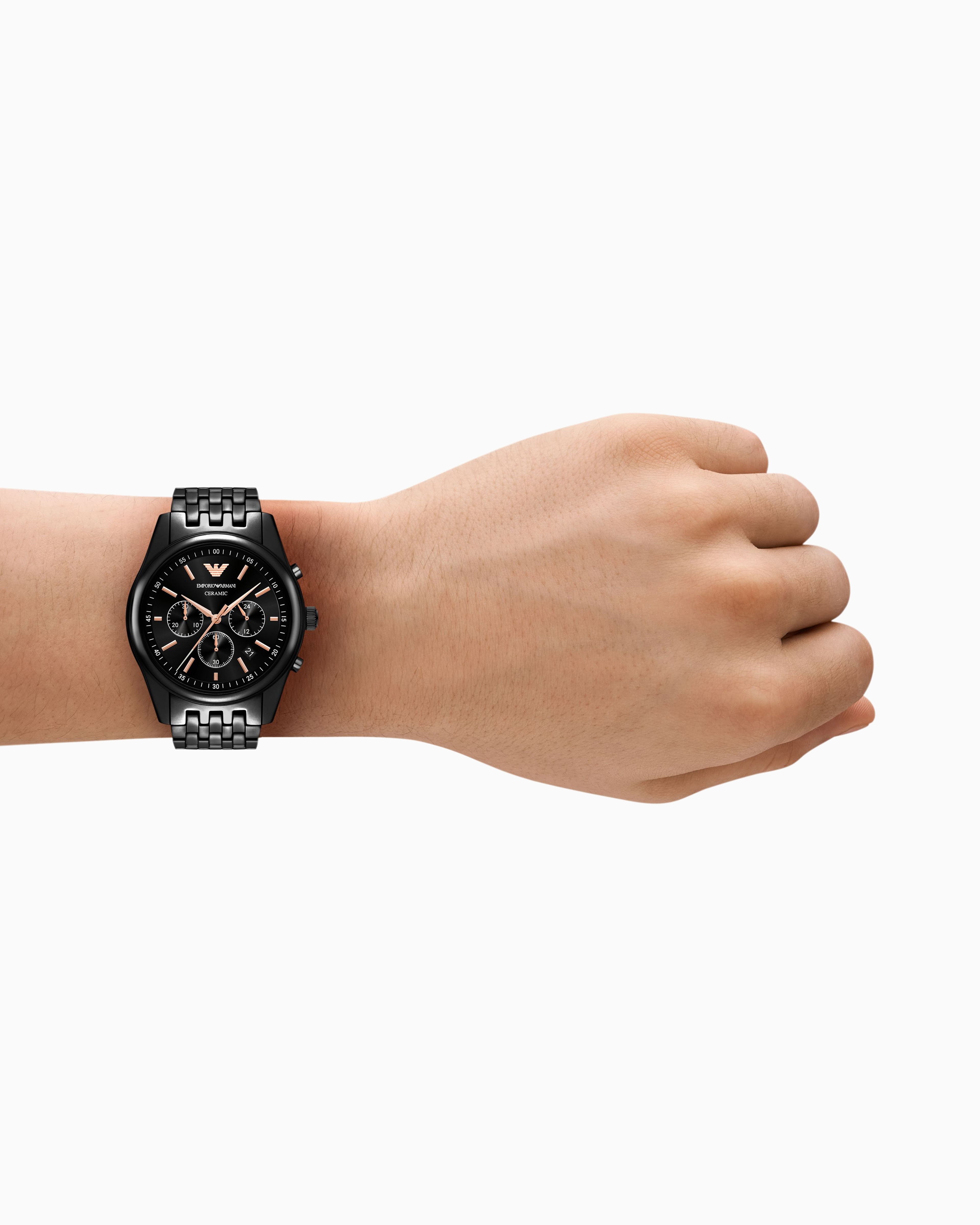 クロノグラフウォッチ ブラックセラミック | Emporio Armani