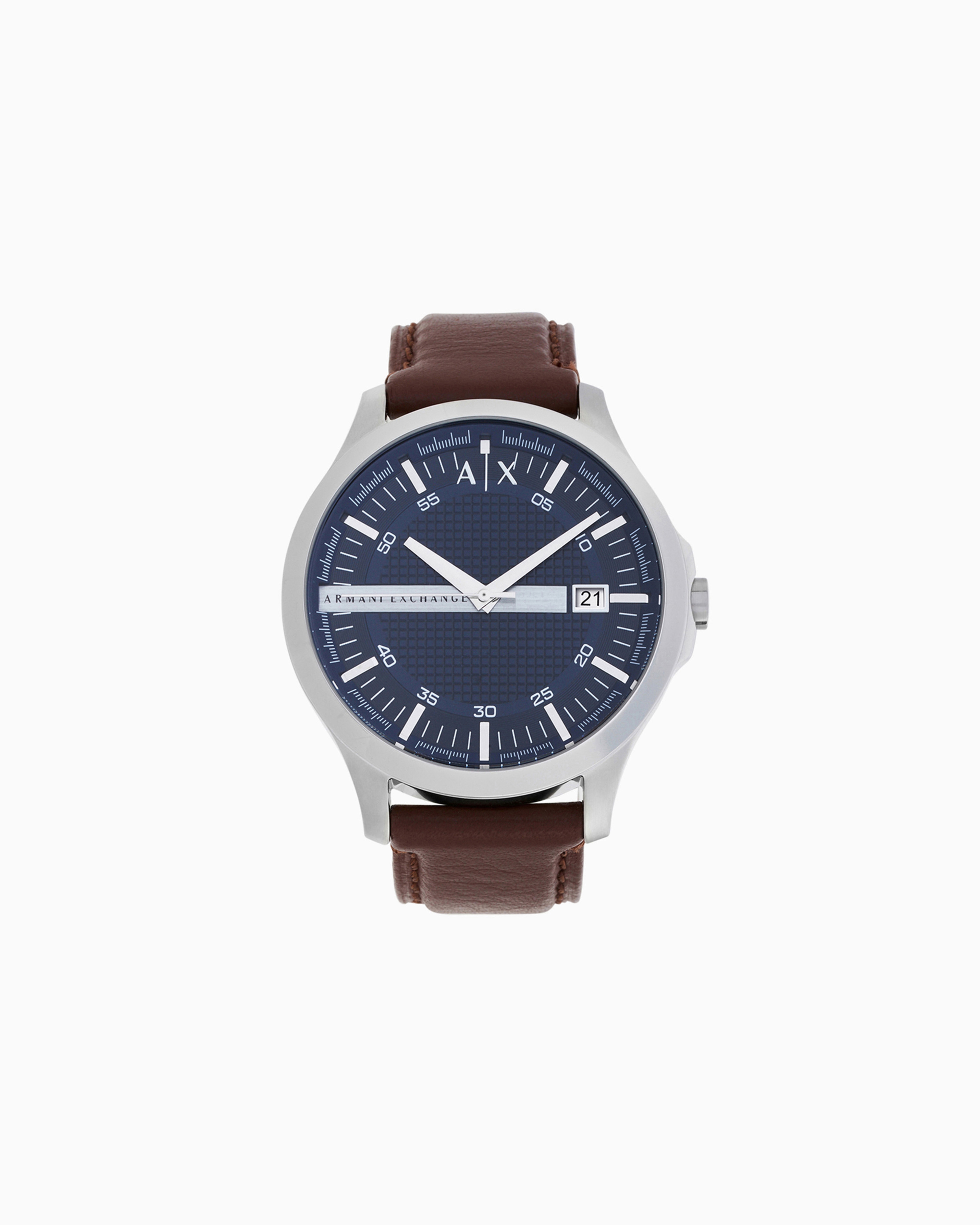 Armani Exchange Multicolored Three-Hand Watch With Leather Strap