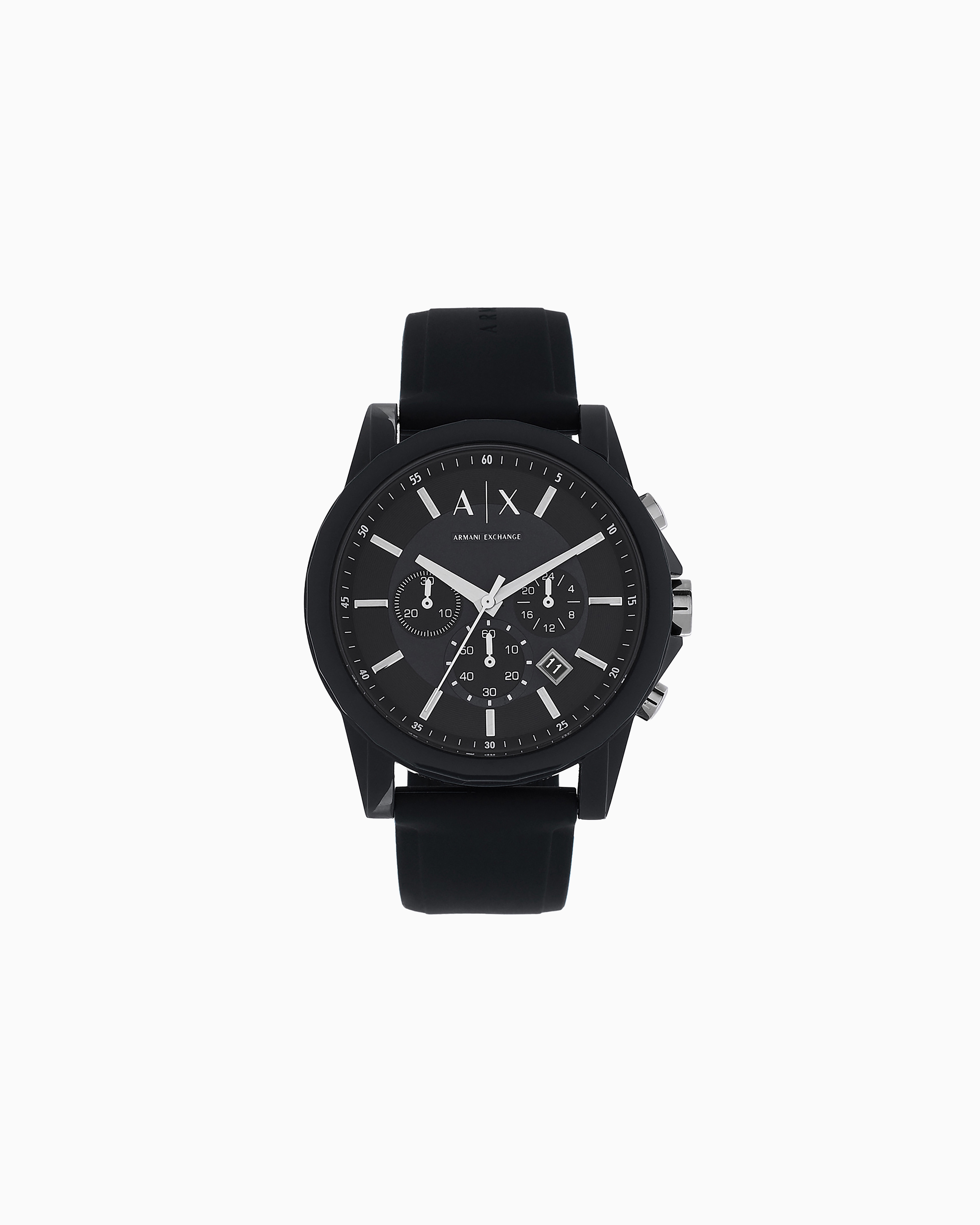 Armani Exchange Black Chronograph Silicone Watch
