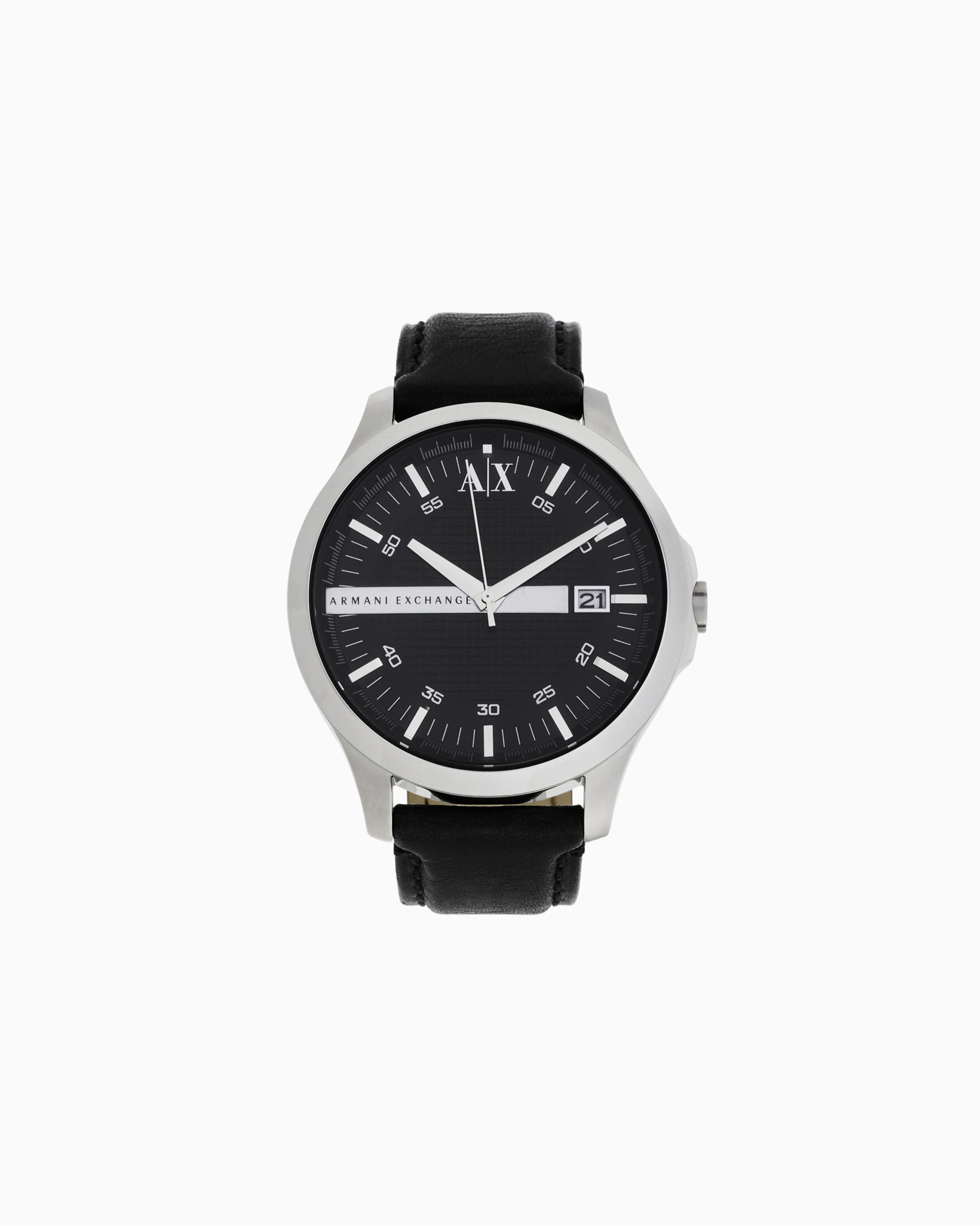 Armani Exchange Multicolored Three-Hand Watch With Leather Strap