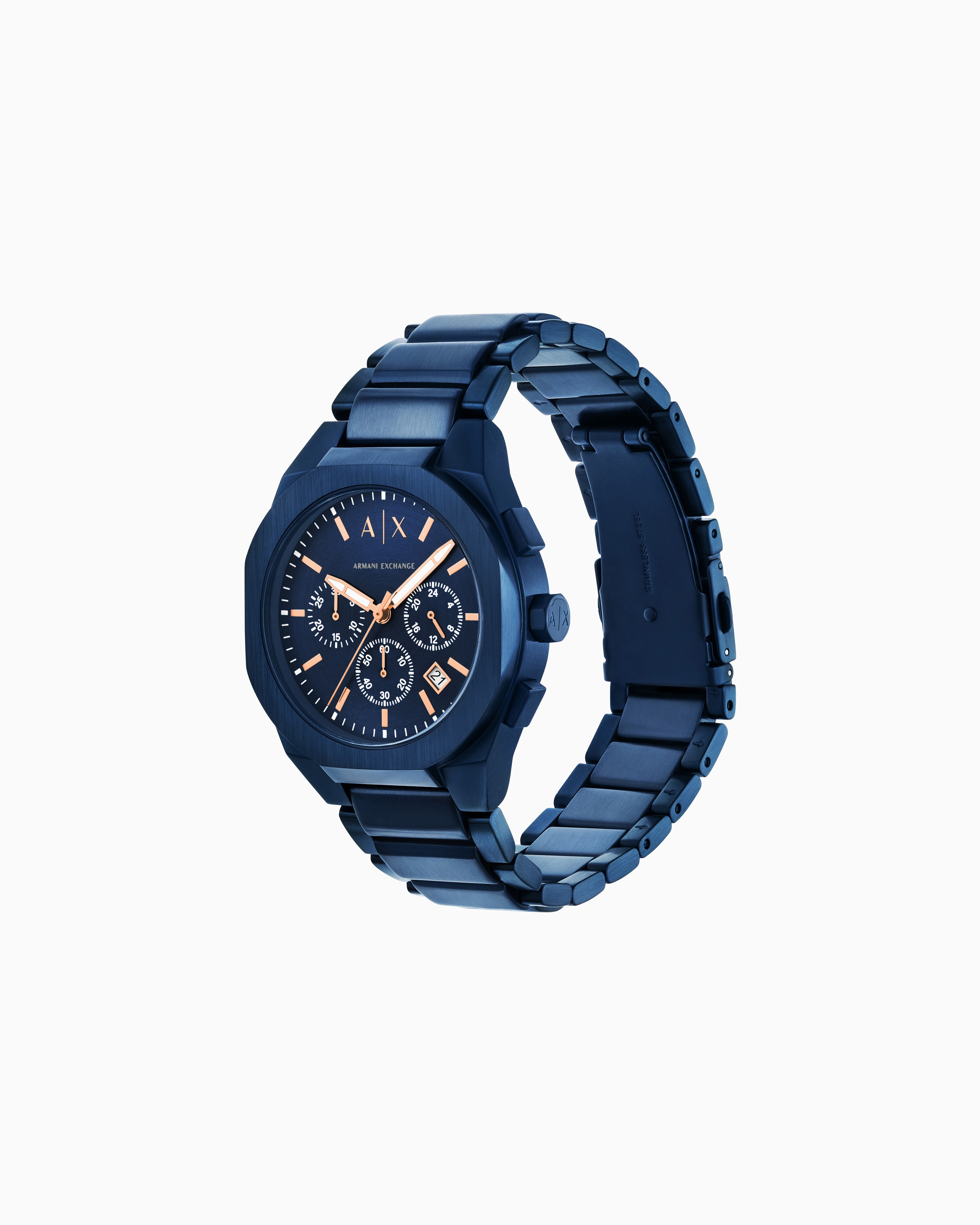 青 クロノグラフ ステンレス時計 Sync クロノグラフウォッチ ブルー ステンレススチール | Armani Exchange
