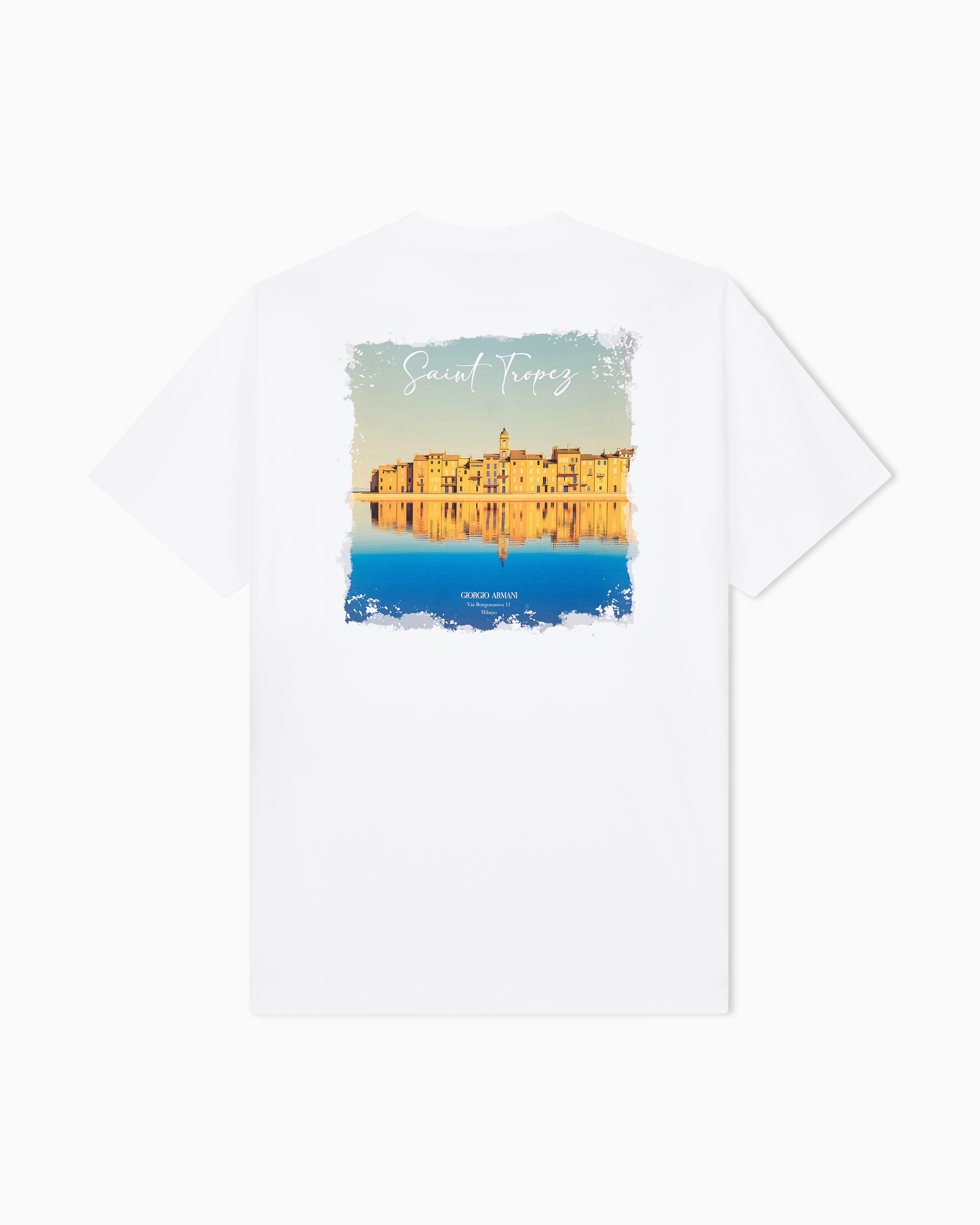 Giorgio Armani T-Shirt In Jersey Interlock Di Cotone Con Stampa Sul Retro
