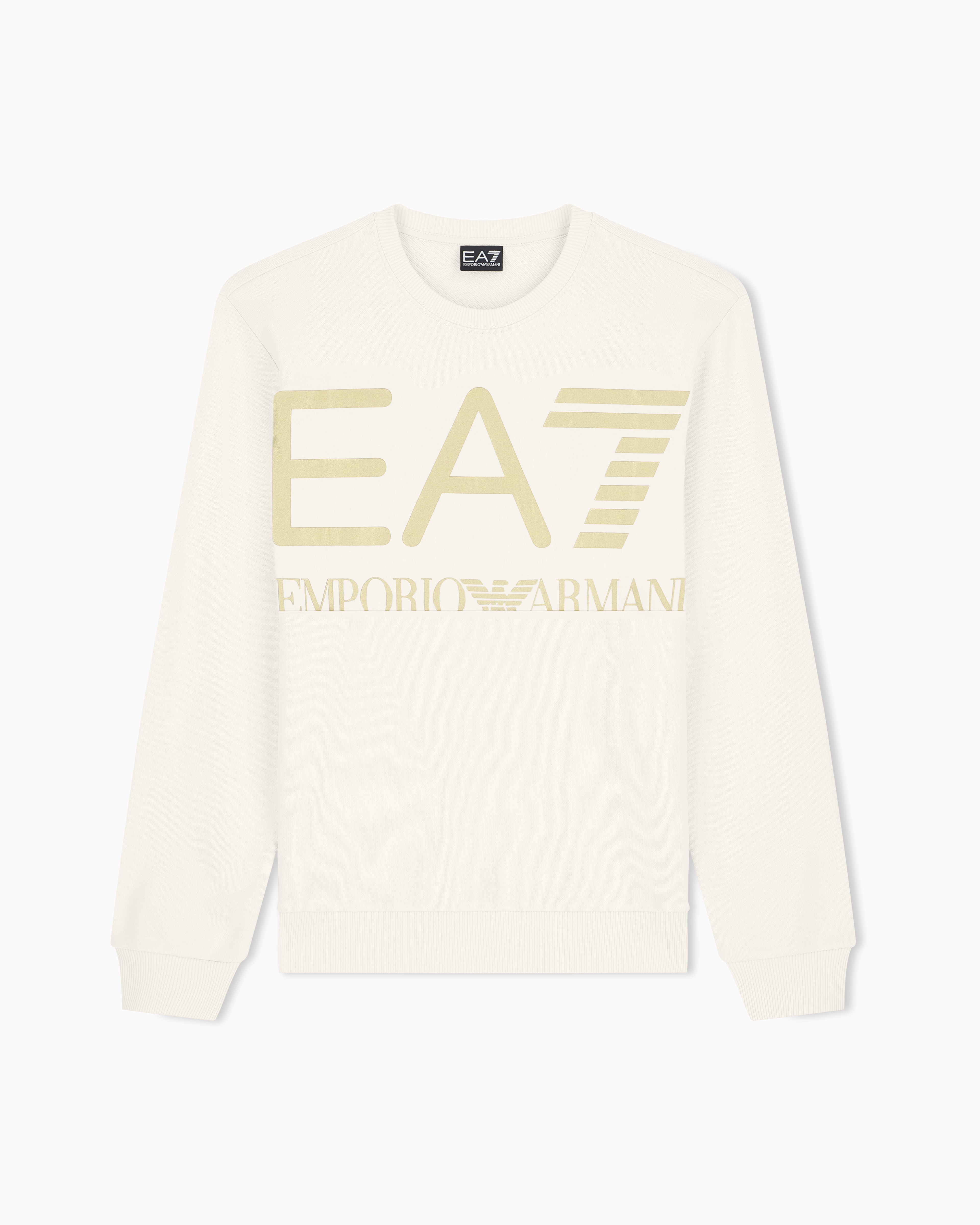 Ea7 Beige Sweatshirt Logo Series Regular Fit Cotton Jersey