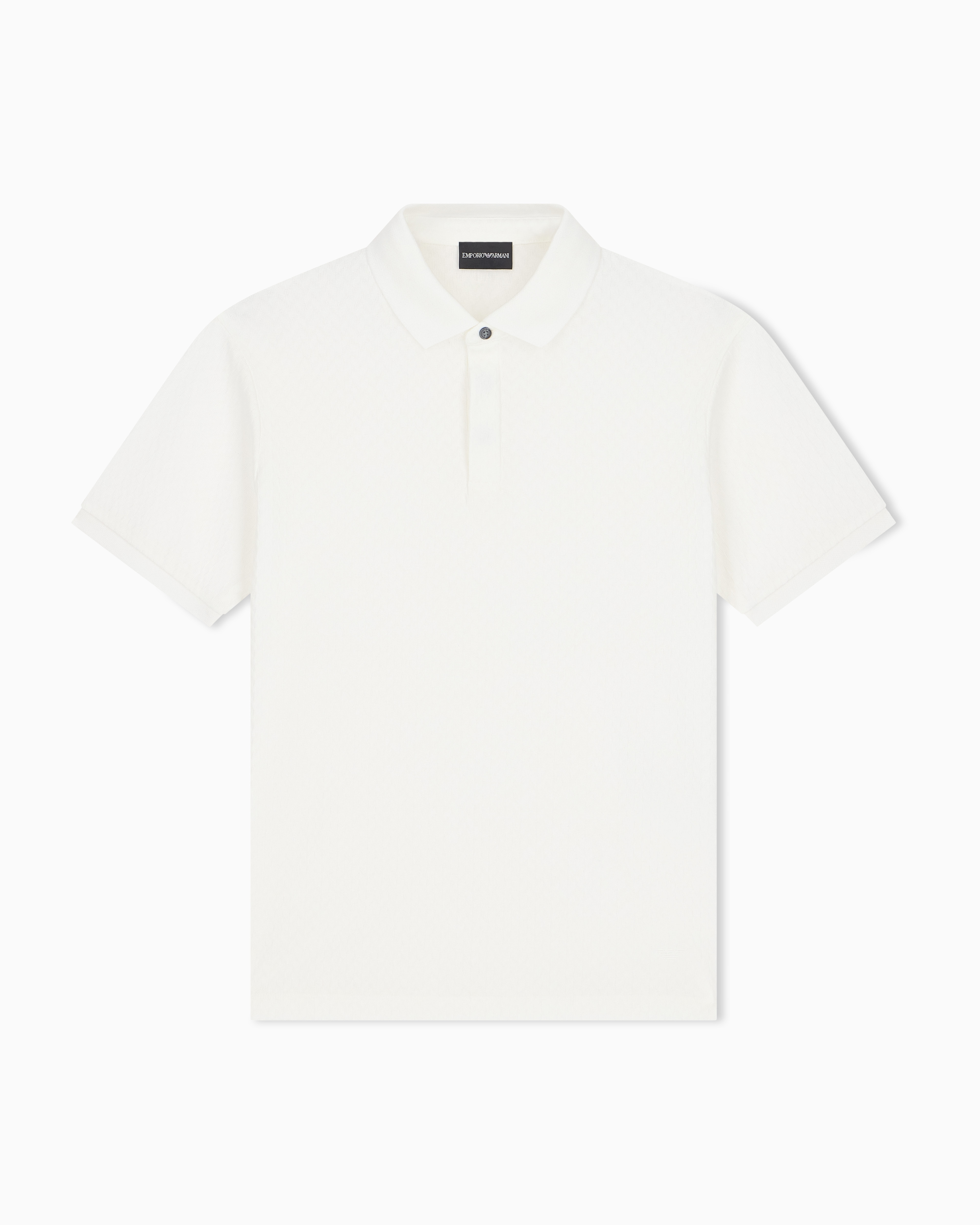 Emporio Armani White Jacquard Jersey Polo