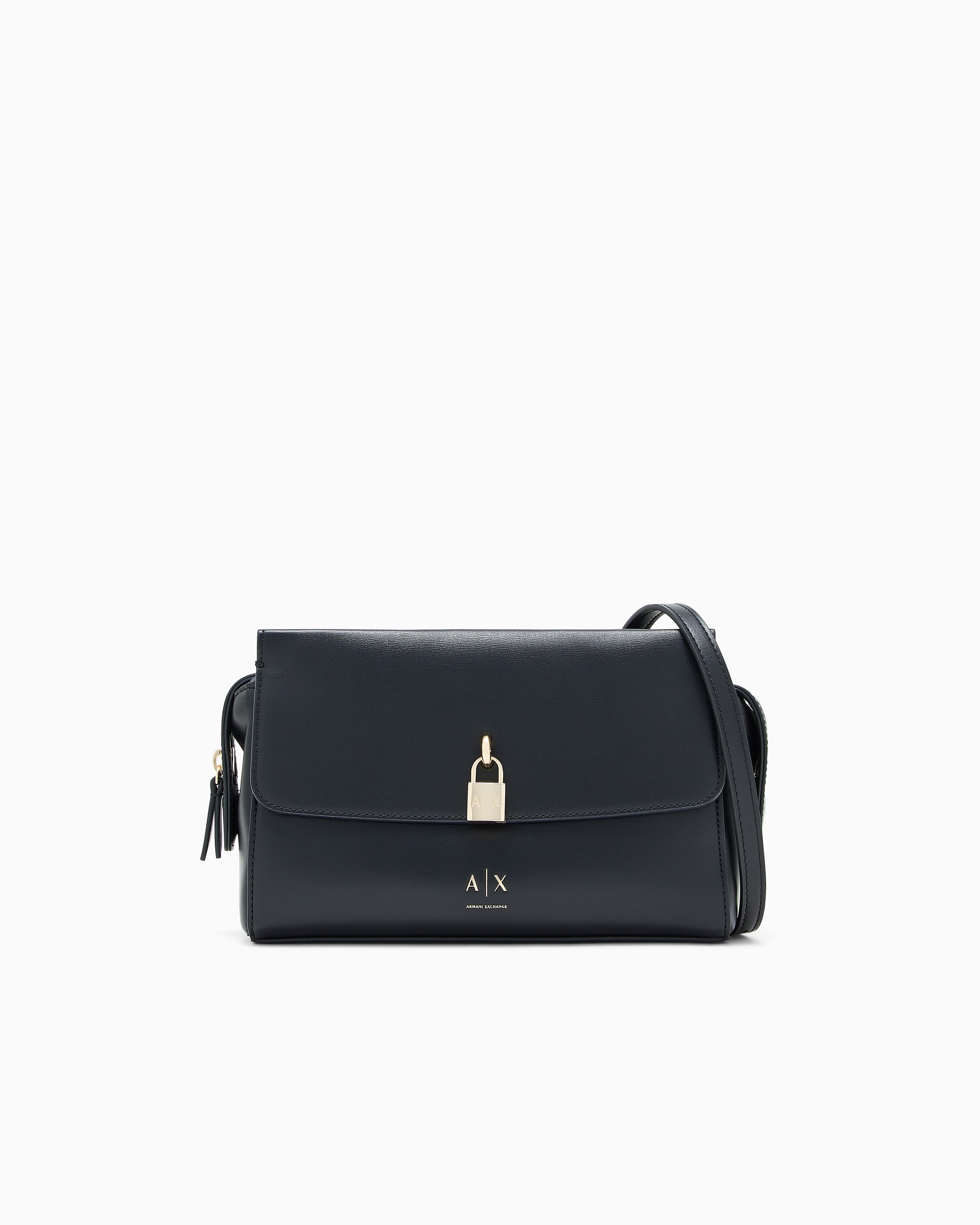 Armani Exchange Black Crossbody Messenger Bag In Coated Fabric