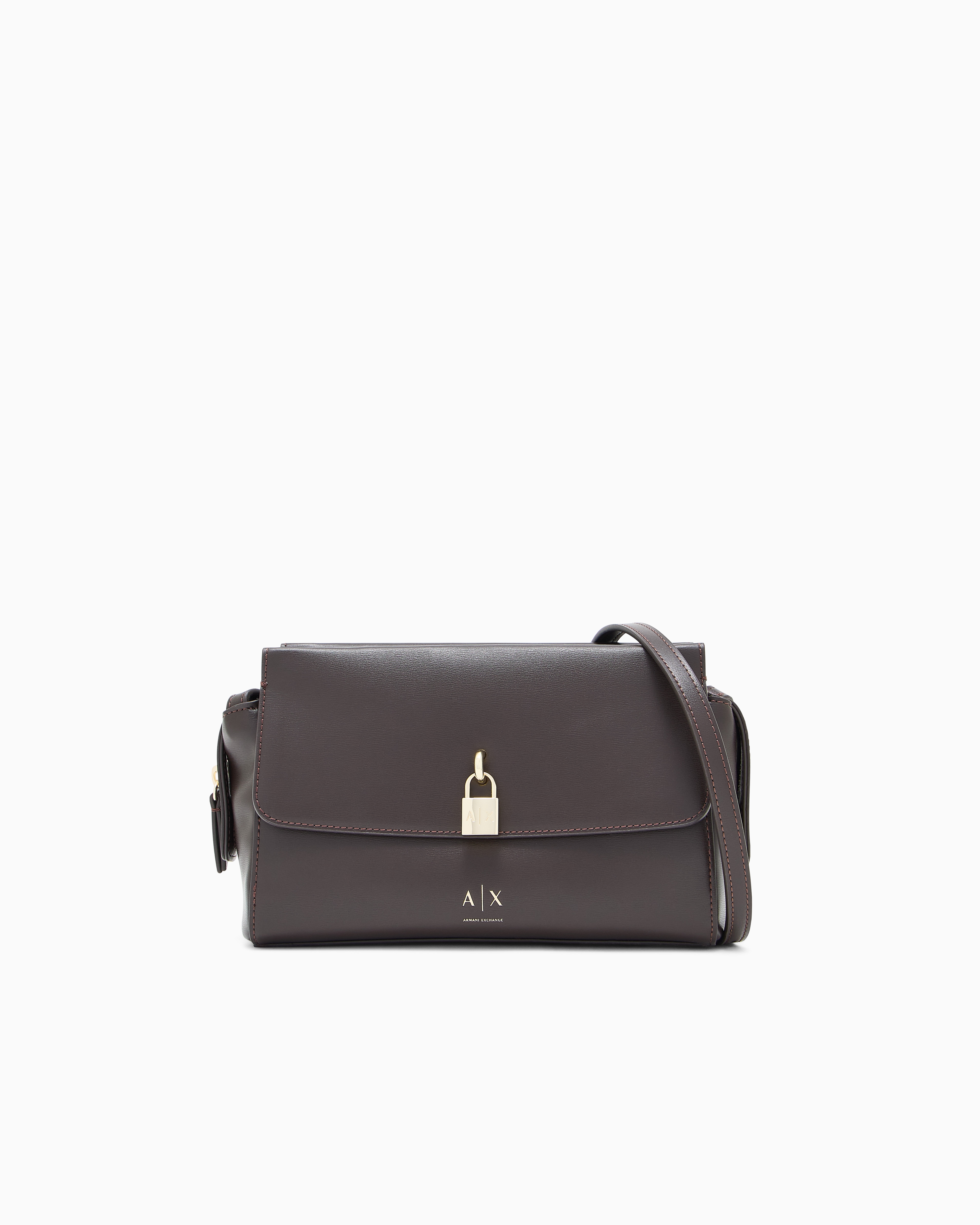 Armani Exchange Brown Crossbody Messenger Bag In Coated Fabric