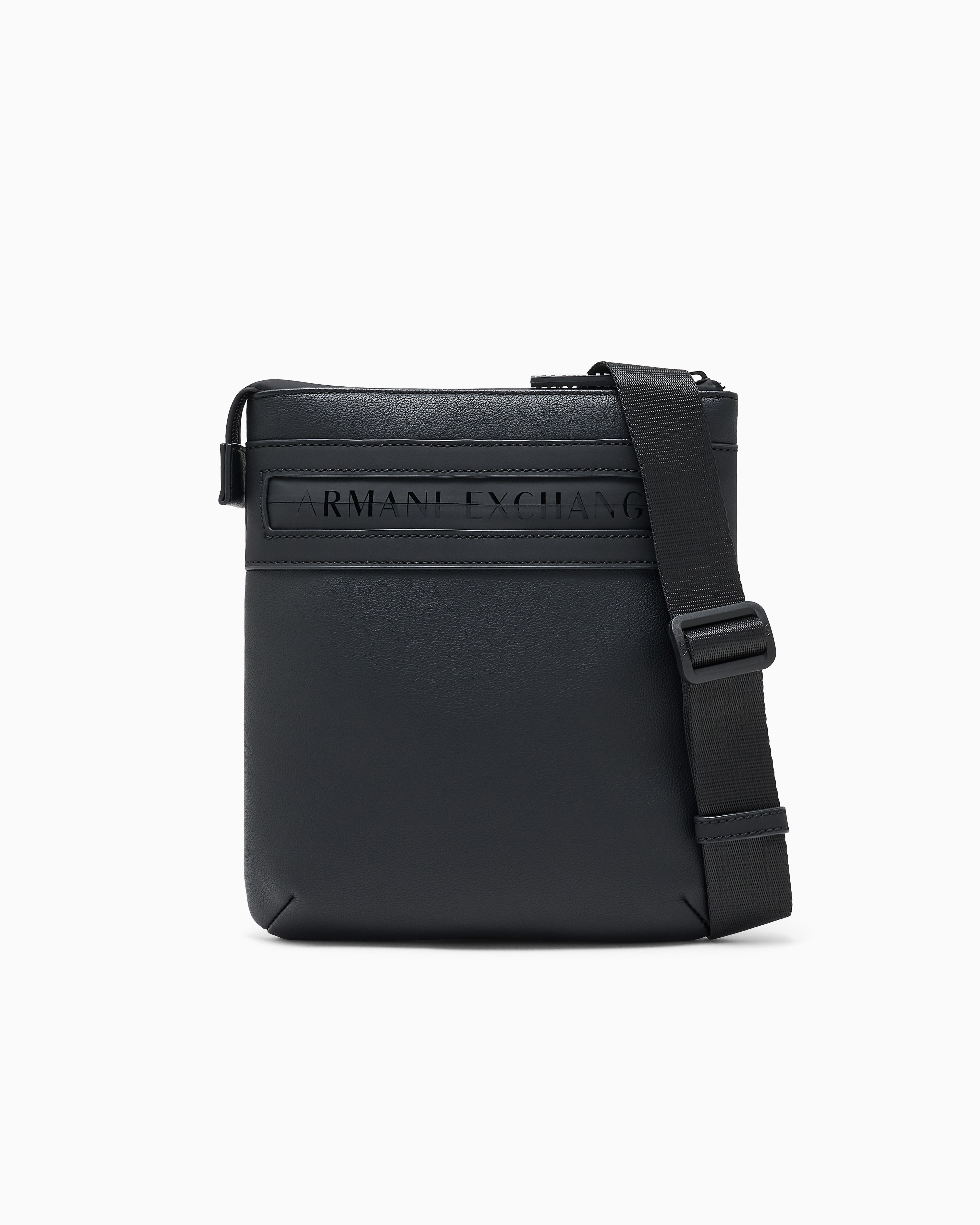 Armani Exchange Black Flat Crossbody Messenger Bag